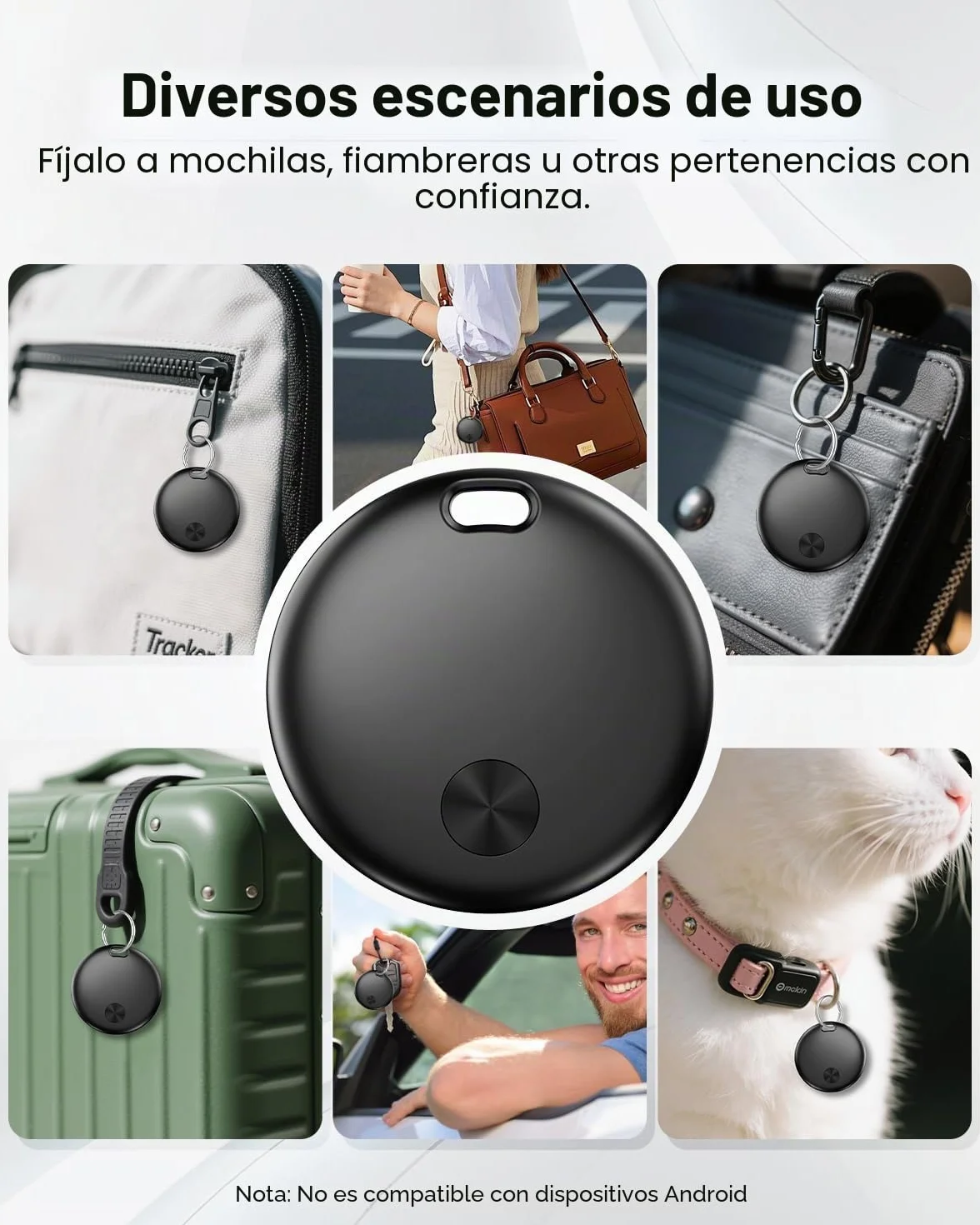 Smart Tracker Tag 4 Pack, Buscador de Objetos Bluetooth Funciona con Buscar Apple (Sólo iOS), Resistente al Agua IP67, Baterías Reemplazo, Rastreador para Llaves, Cartera, Equipaje, Mochila
