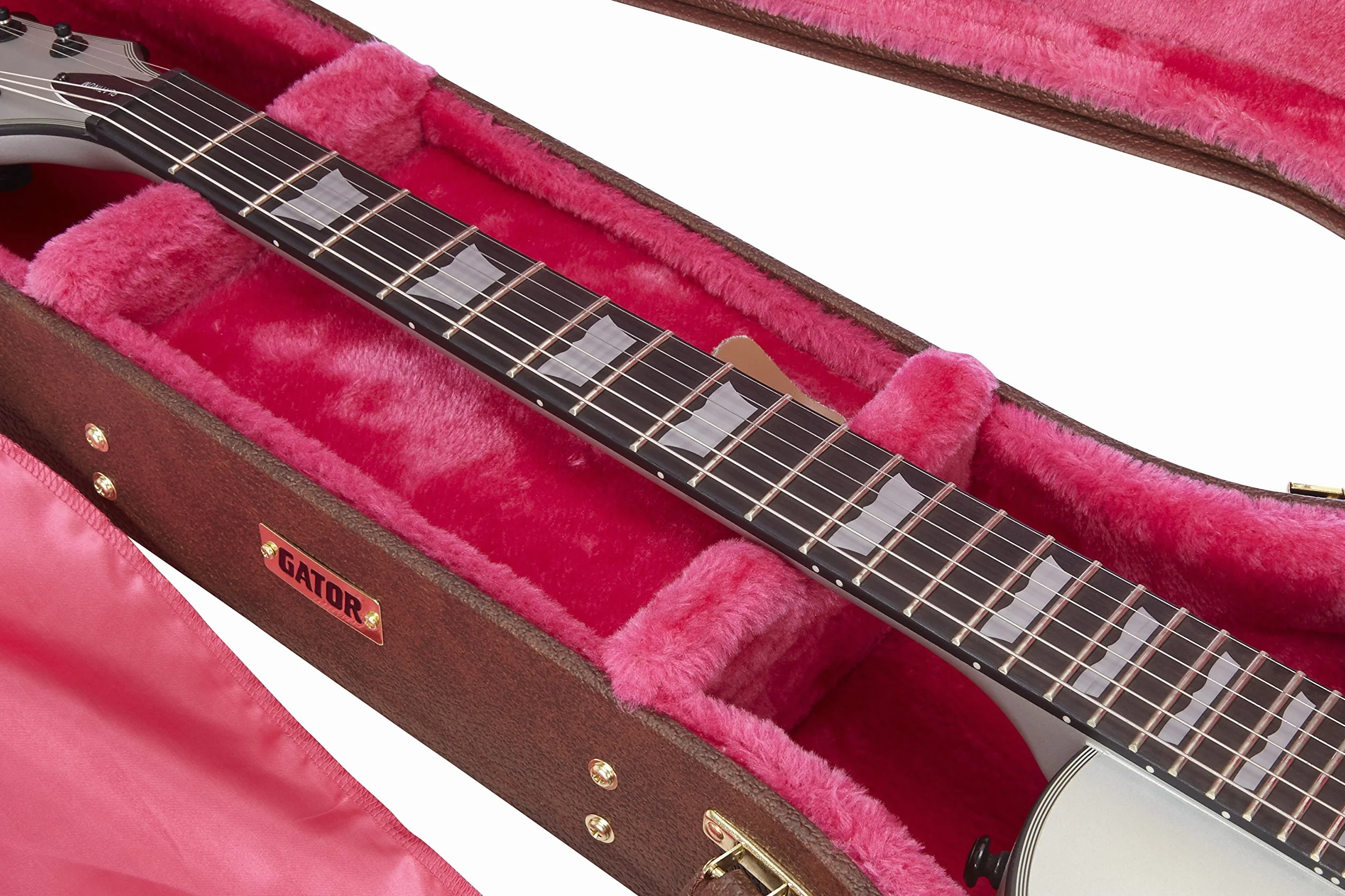 Gator Cases Estuche Deluxe de Madera para Guitarras Eléctricas Les Paul; Exterior Marrón (GW-LP-Brown)