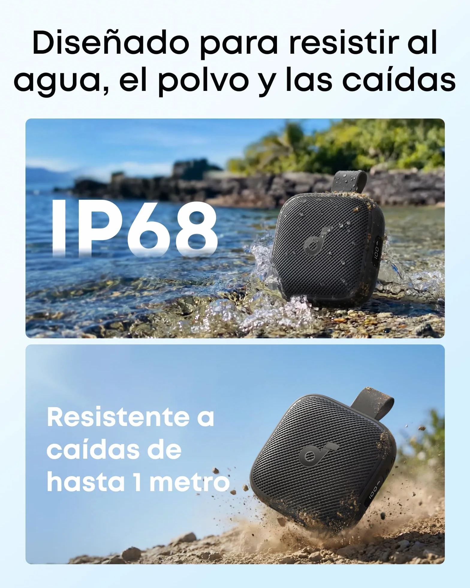 Soundcore Anker Altavoz Portátil Bluetooth 15W 24H IP68 BassUp 2.0 Resistente al Agua