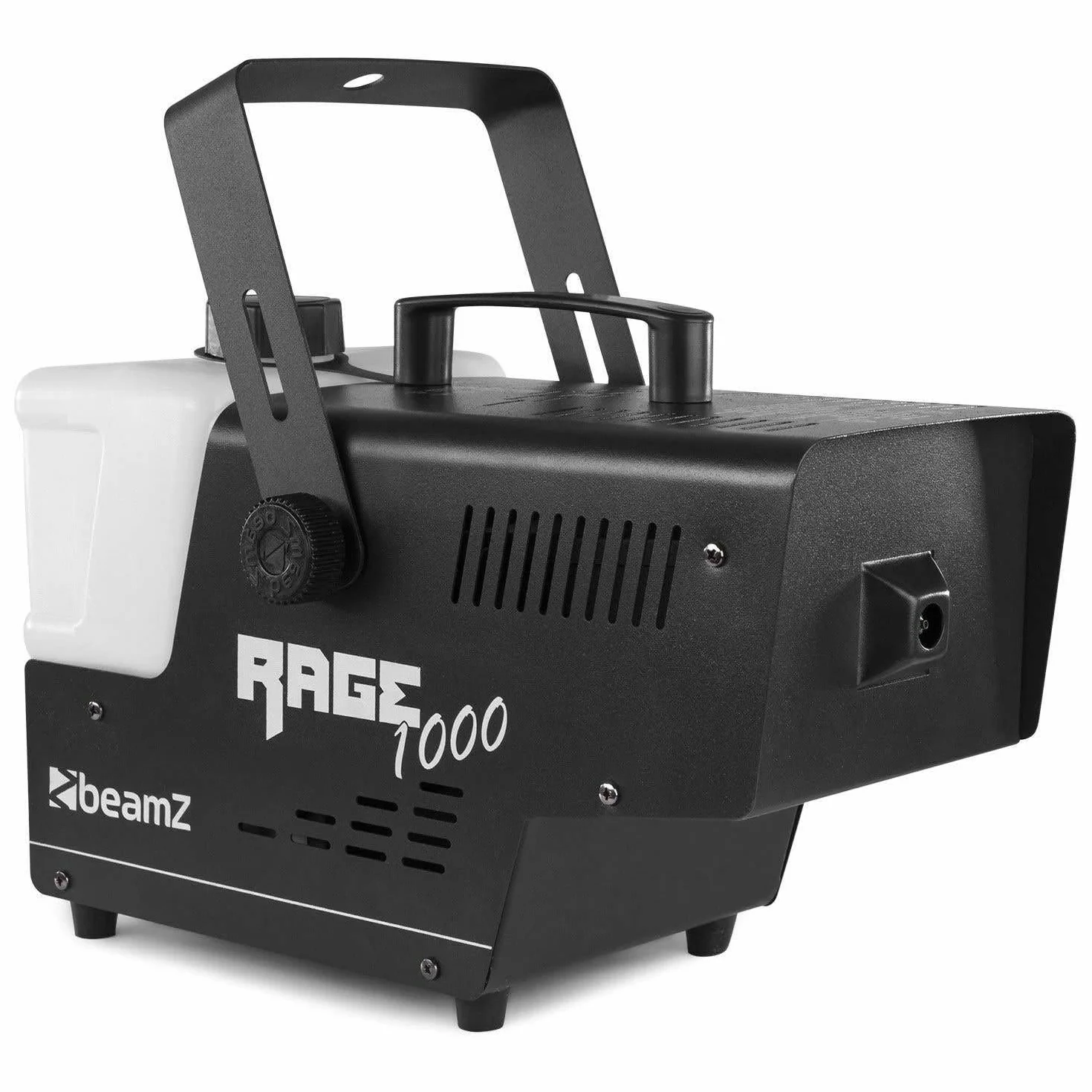 BeamZ Rage 1000 - potencia de1000 W, depósito de 2 litros, 2 mandos a distancia, 1 inalámbrico y otro con cable de 3m, caudal de 123 m3/min de humo por minuto, tiempo de calentamiento de 4 minutos