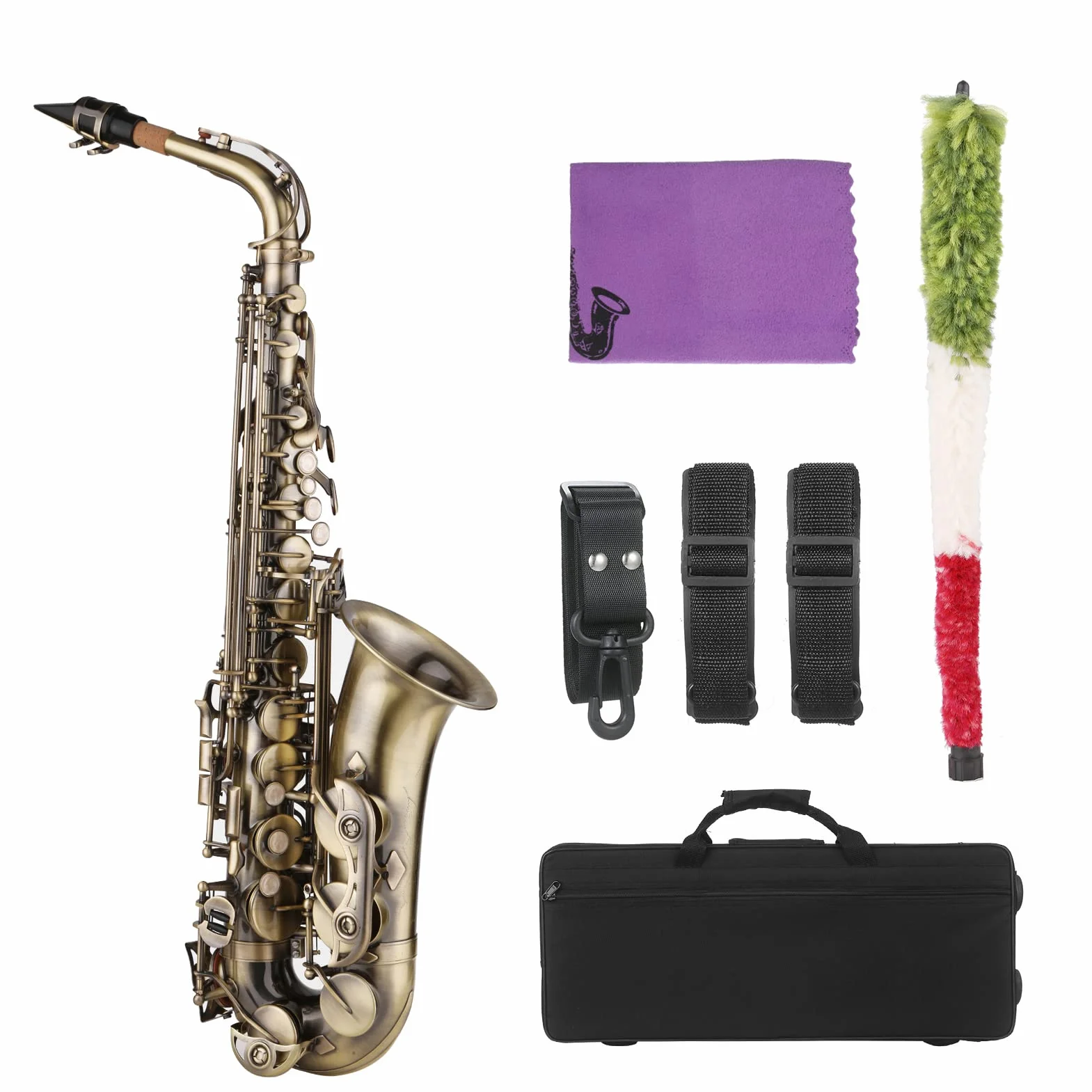 SUNGOOYUE Saxofón Alto, Estilo de Estilo de Viento de Madera de Saxo de Vintage con Estuche para Principiantes, Toda la Construcción de Cobre para una Mejor Producción de Tono, Níquel Negro, Ideal