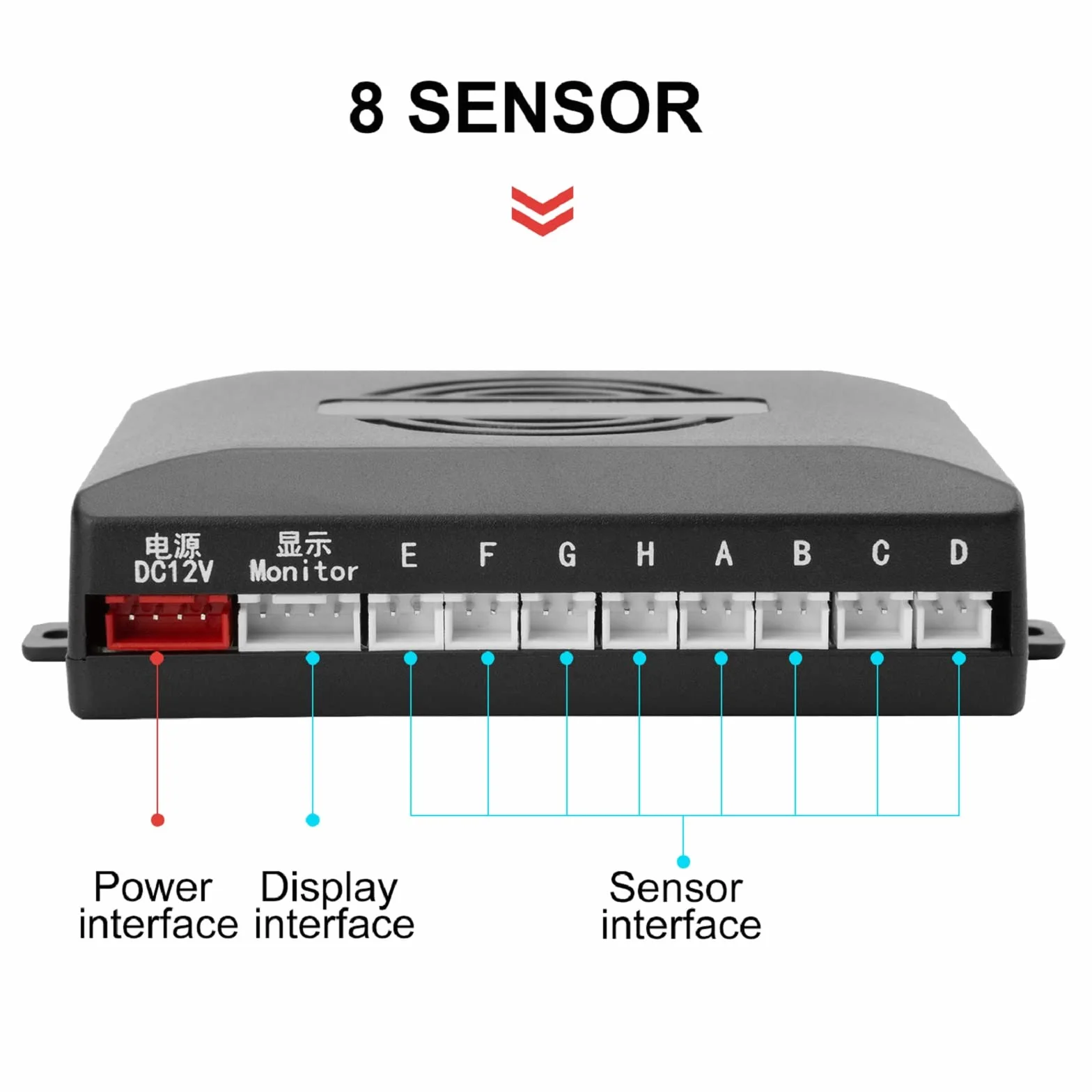 TKOOFN Kit de Sensor de Aparcamiento,Sistema de Sensor de Estacionamiento,8 Sensores para el Coche de Sistema de aparcamiento digital con pantalla LED - Negro