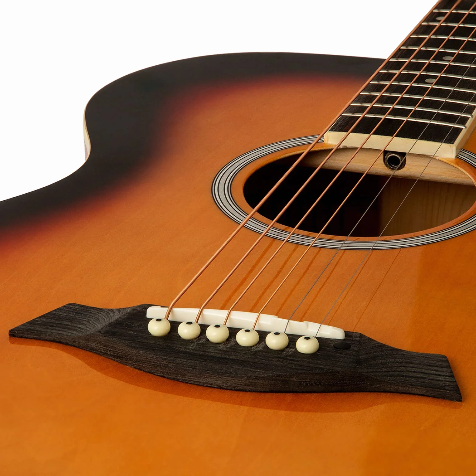 TIGER ACG4-SB Guitarra electroacústica para estudiantes de tamaño completo con ecualizador incorporado, funda, correa, cuerdas de repuesto y púas - Sunburst