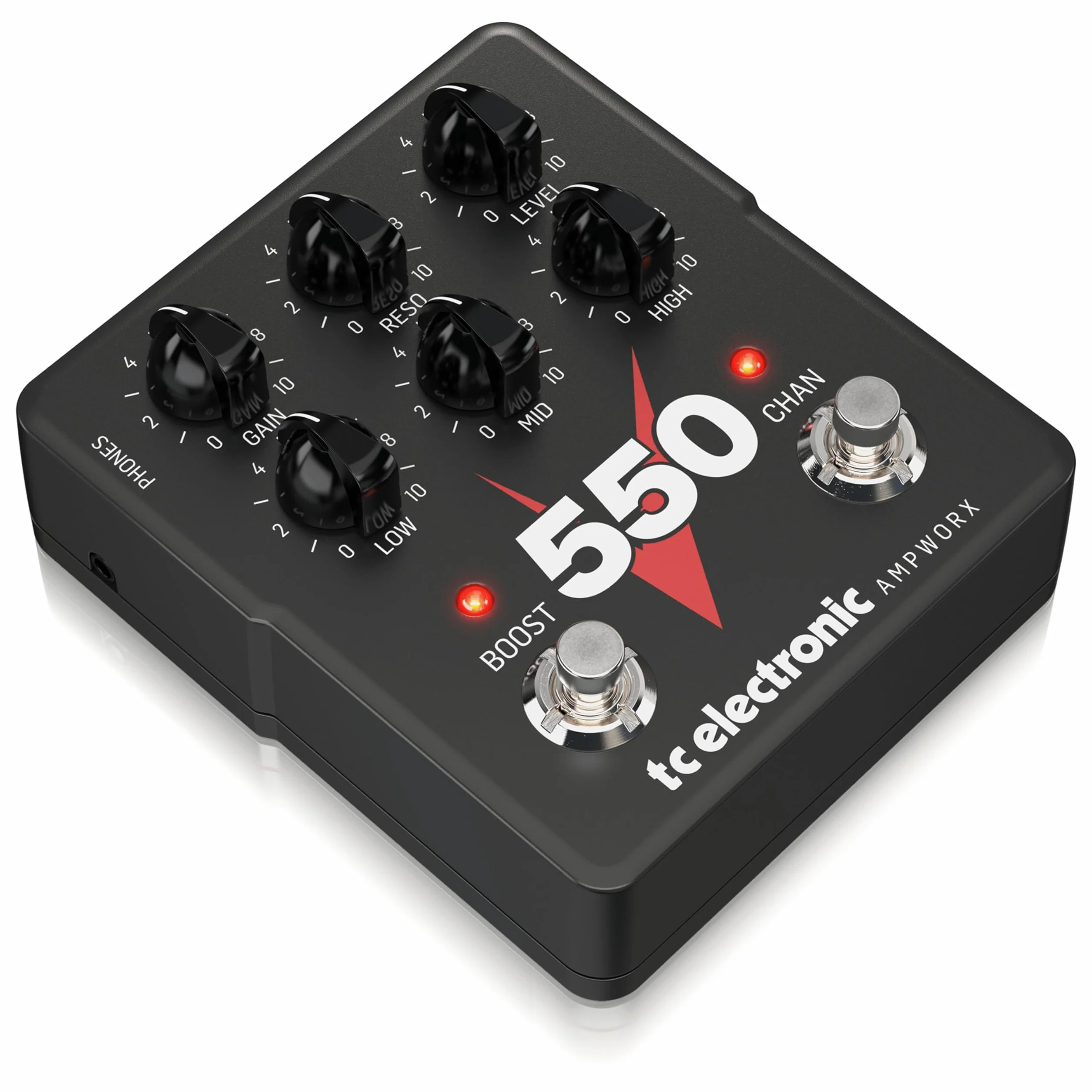 TC Electronic V550 PREAMP Pedal para guitarra | Previo de guitarra de dos canales con controles de canal independientes, refuerzo pre/post y salidas dedicadas para DI y auriculares.