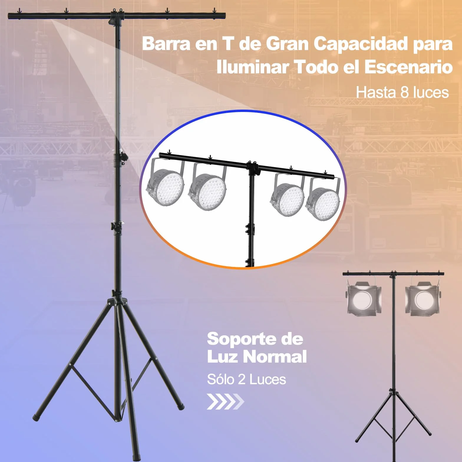 COSTWAY Soporte de Luz Profesional de Metal, Ajuste de Altura 180-350 cm, Soporte de Luces LED con Barras Extensibles, 32 Puntos de Montaje, Truss para Bandas, Salones de Fiestas, DJs