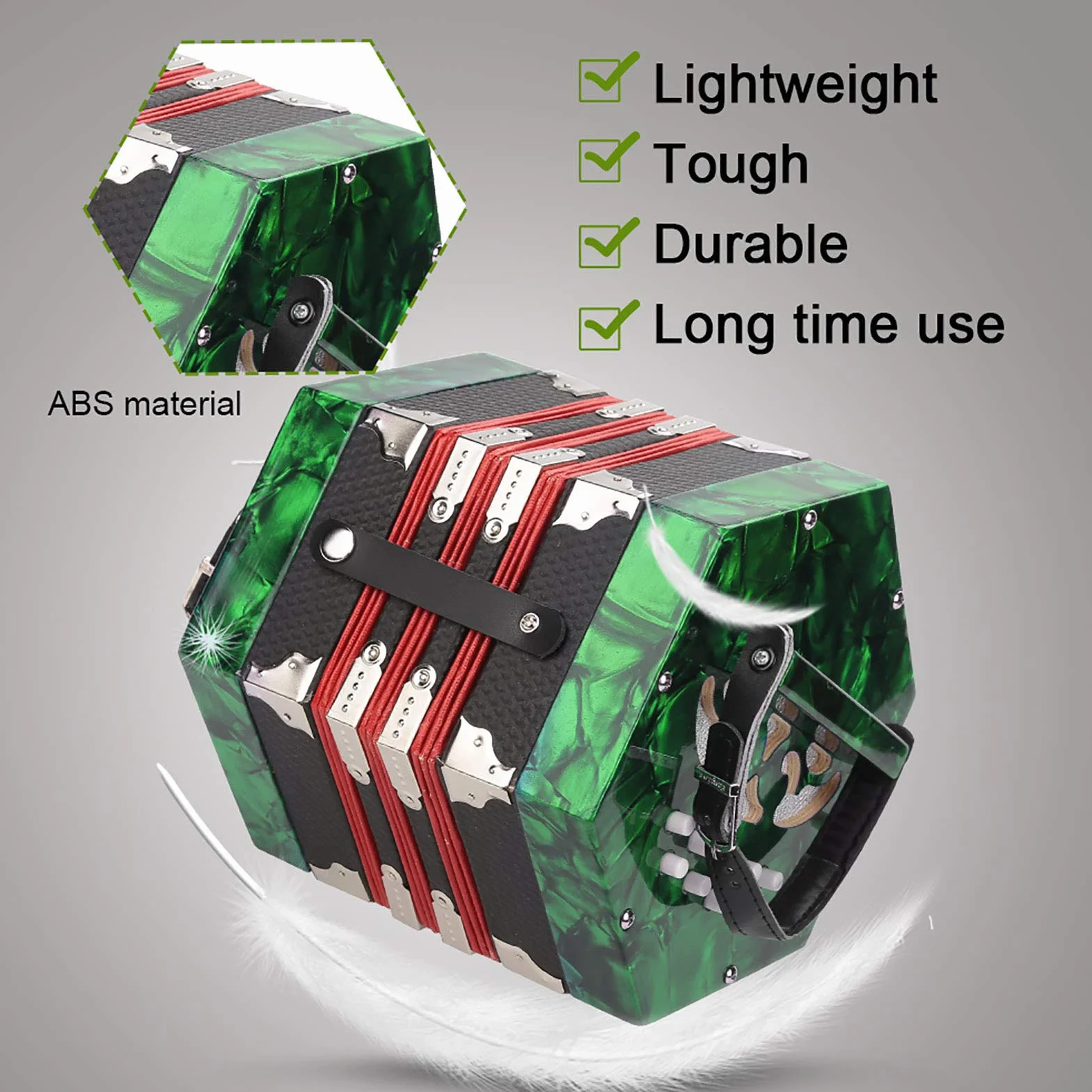 Fácil de aprender a tocar la concertina para el ejercicio de entrenamiento para la práctica del principiante(Green)