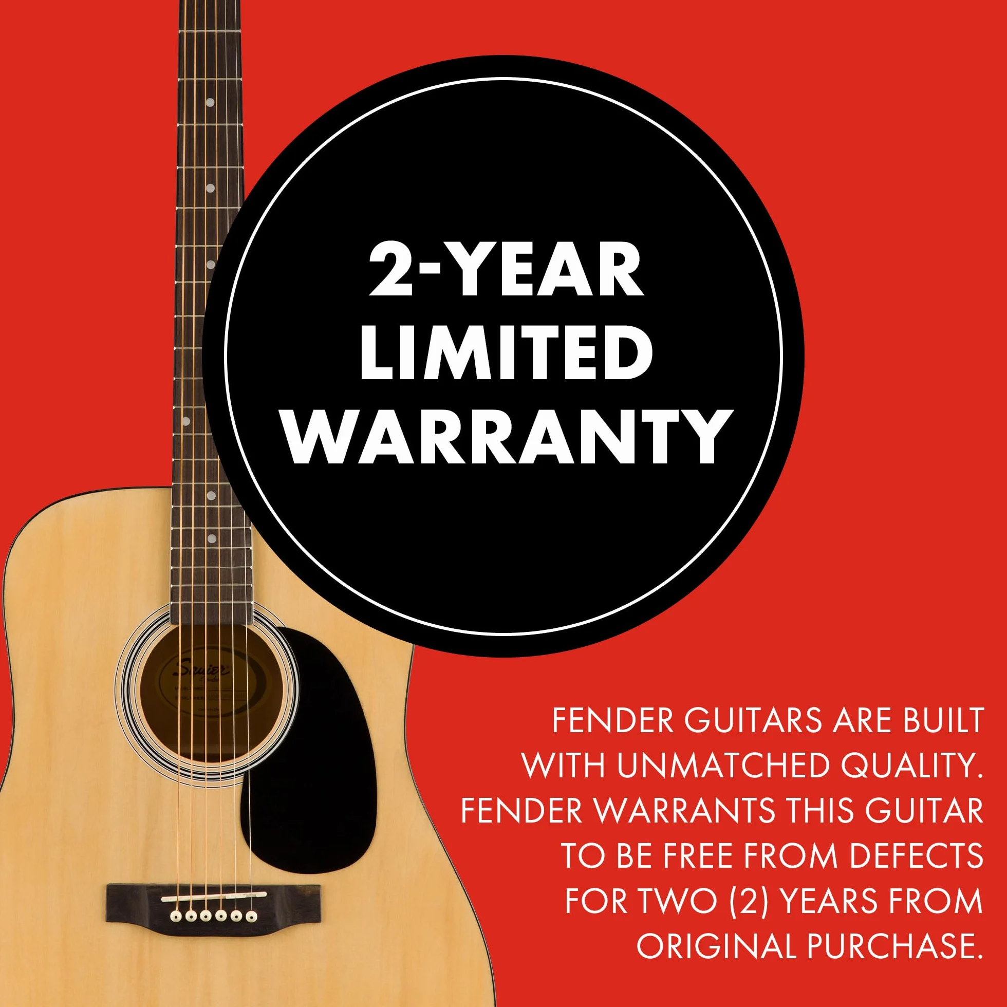 Squier by Fender SA-150 Dreadnought, Guitarra Acústica, Guitarra Ideal para Principiantes, Natural, Incluye cursos virtuales gratuitos en Fender Play