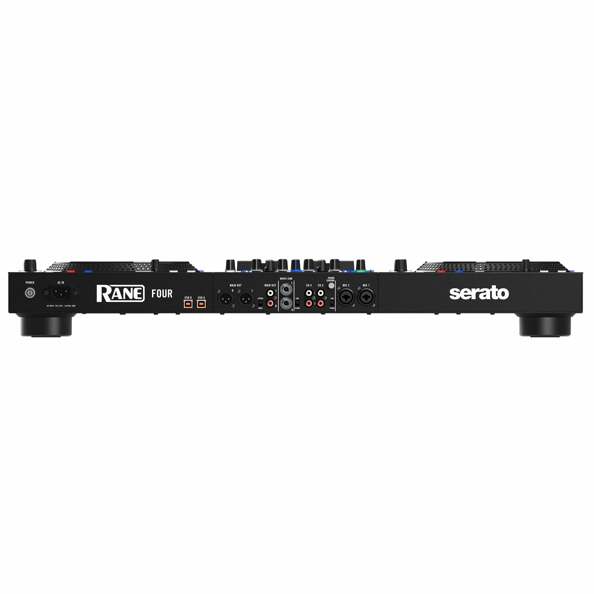 RANE FOUR Controlador DJ Stems Avanzado, 4 Canales, Jog Wheels de 8.5 Pugadas + Displays, Mezclador DJ con FX Internos, Serato DJ Pro + Pitch 'n Time DJ
