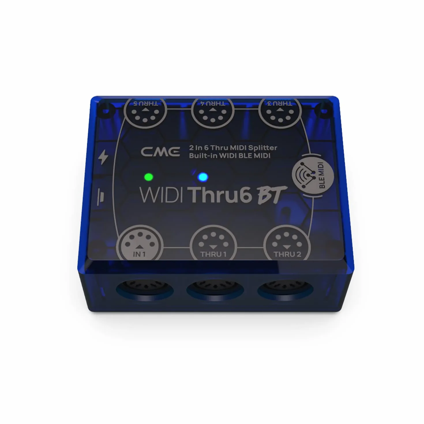 CME WIDI Thru6 BT – MIDI Thru 2 Entradas / 6 Salidas con DIN de 5 Pines y Bluetooth, Transmisión de Alta Velocidad para Todos los Mensajes MIDI