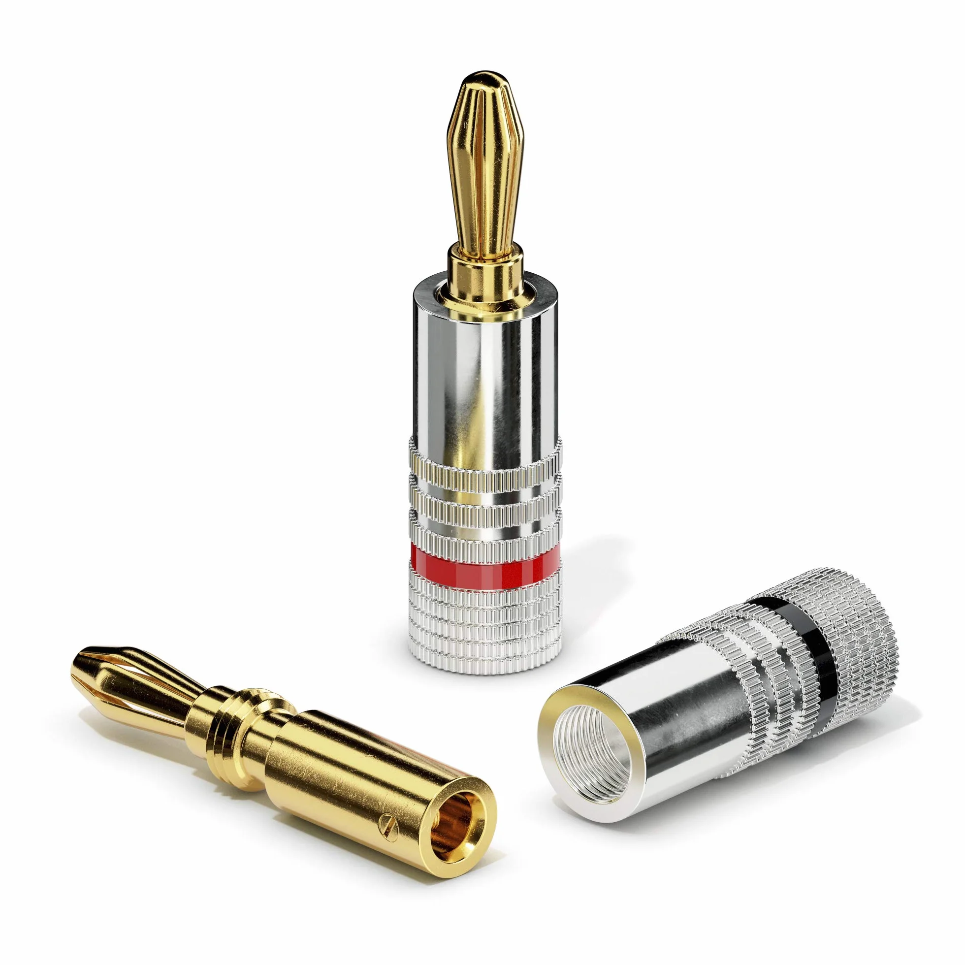 sonero® lote de 4 fichas bananas, verter todos los alambres de enceintes de un diámetro máximo de 6 mm², (12x rouge, 12x noir), plaqué o 24 quilates