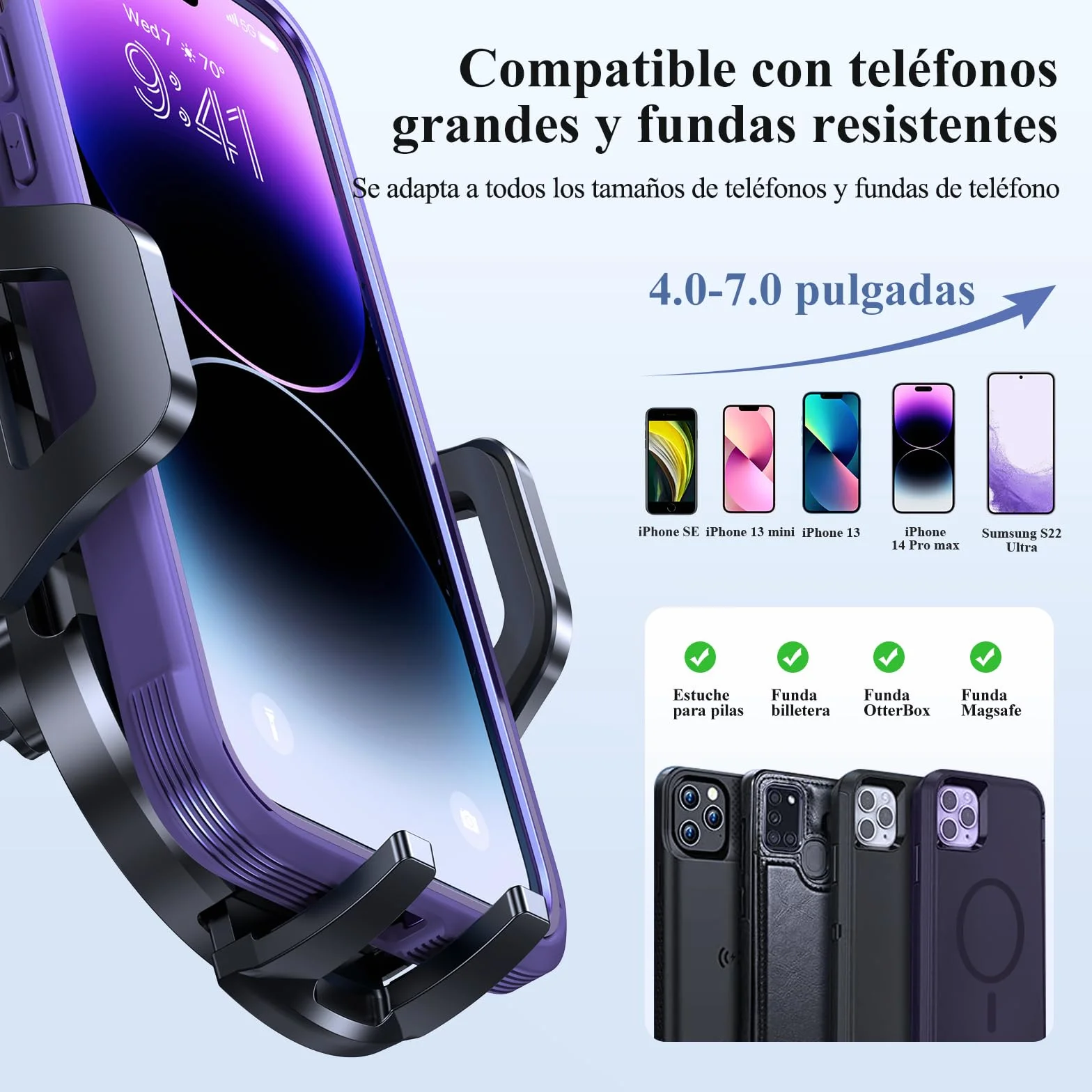 Miracase Soporte Móvil Coche 3 en 1 Universal Suporte Telemovel Carro Salpicadero Parabrisas Ventilación Compatible iPhone 16 15 14 13 12 11 Pro MAX XS XR X Android