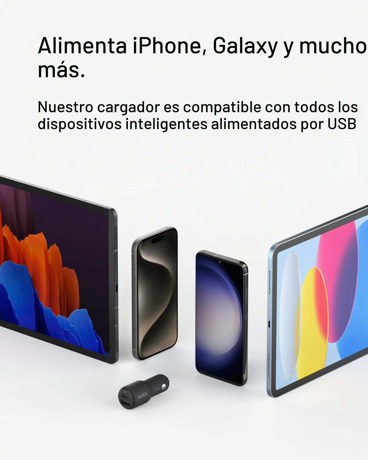 Belkin BoostCharge 42W cargador doble coche USB-C PPS 30W USB-A 12W para iPhone 16 15 14 13 Samsung Galaxy S23 negro
