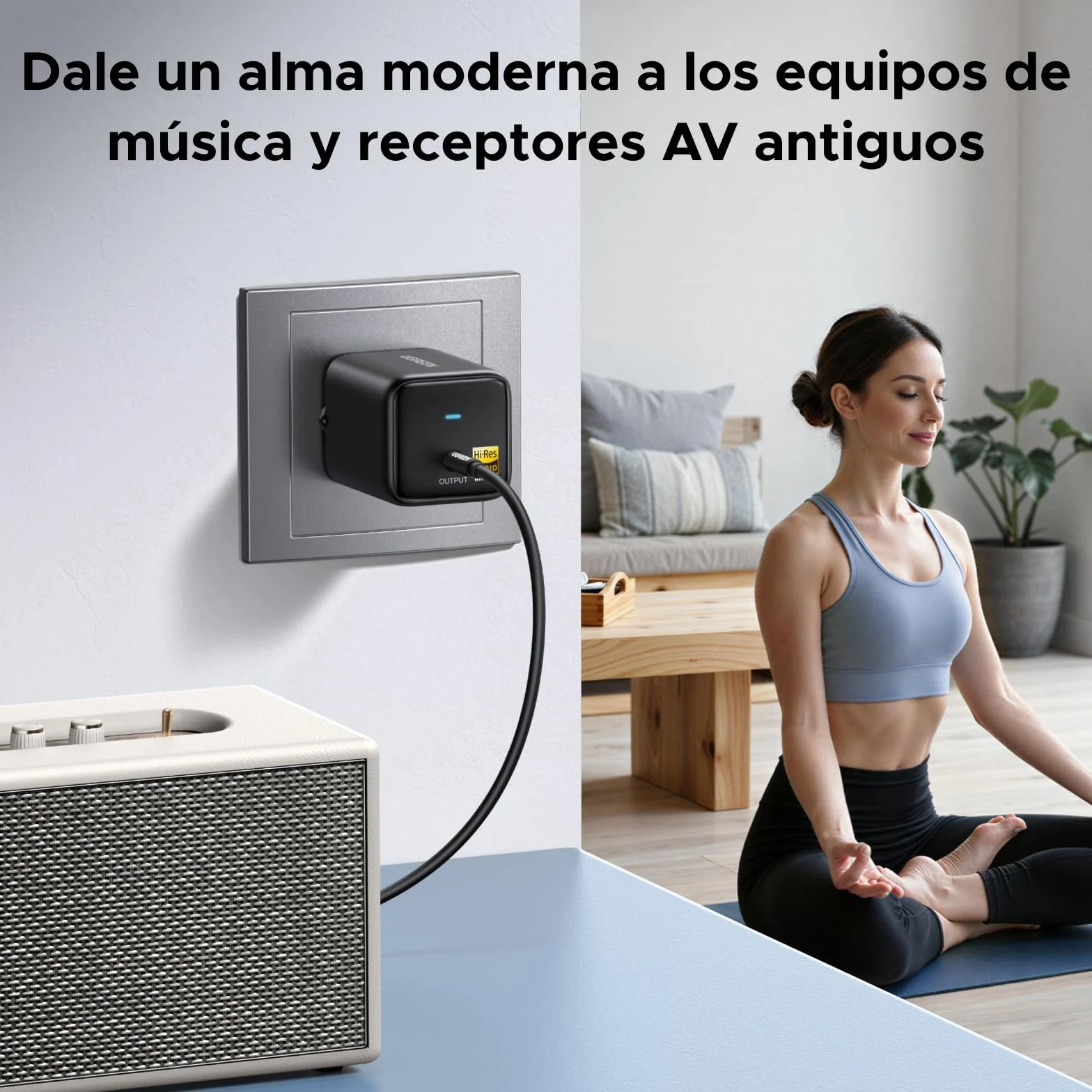 UGREEN Receptor Bluetooth 6.0 LDAC/SBC/AAC Audio Adaptador 3.5 mm Hi-Res HiFi Baja Latencia Inalámbrico Alimentación Eléctrica con Conexión Directa Compatible con Teléfono Tablet Altavoz Amplificador