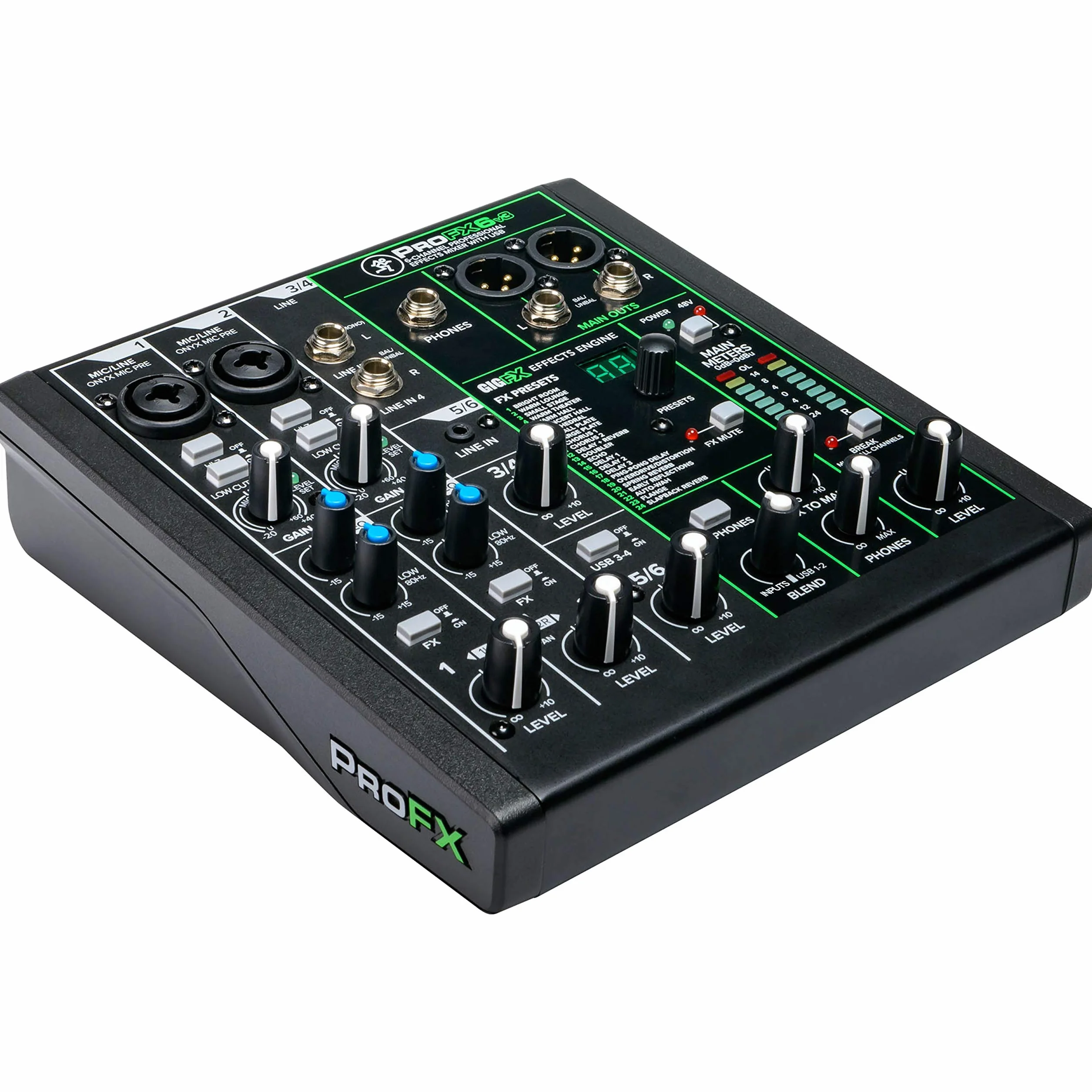 MACKIE ProFX6v3 mezclador analógico de 6 canales con los legendarios previos de micro Onyx, efectos e interfaz de audio USB de 24 bits/192 kHz (2x4 canales)