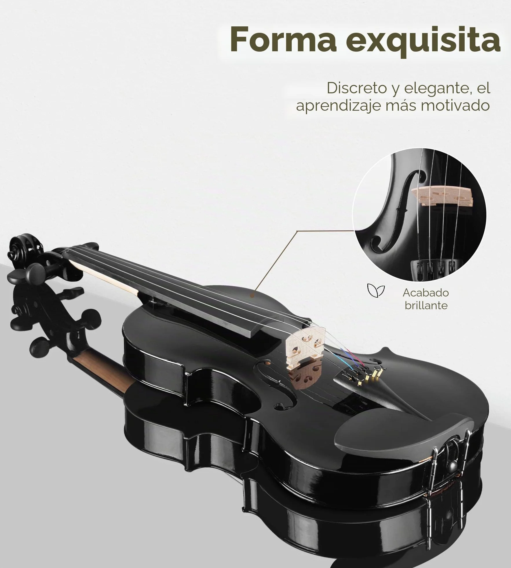 Vangoa 4/4 Violín Acústico Tamaño completo para Adultos Estudiantes Principiantes Violín de Concierto con Estuche Colofonia Afinador Cuerdas Arco, Negro