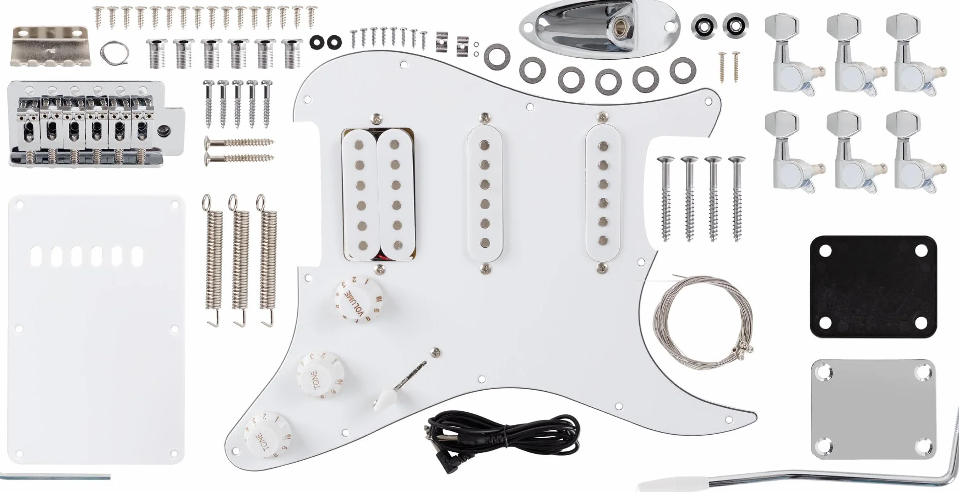 Kit Rocktile guitarra eléctrica estilo PST DIY — cuerpo de paulownia, mástil y diapasón de arce, 3 single-coil, sistema tremolo y herrajes incluidos — natural — kit completo para montar y ajustar y m