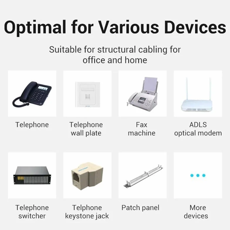 Cable Modular RJ11 6P4C 15 Mts Blanco para Teléfono Fax Módem Router DSL