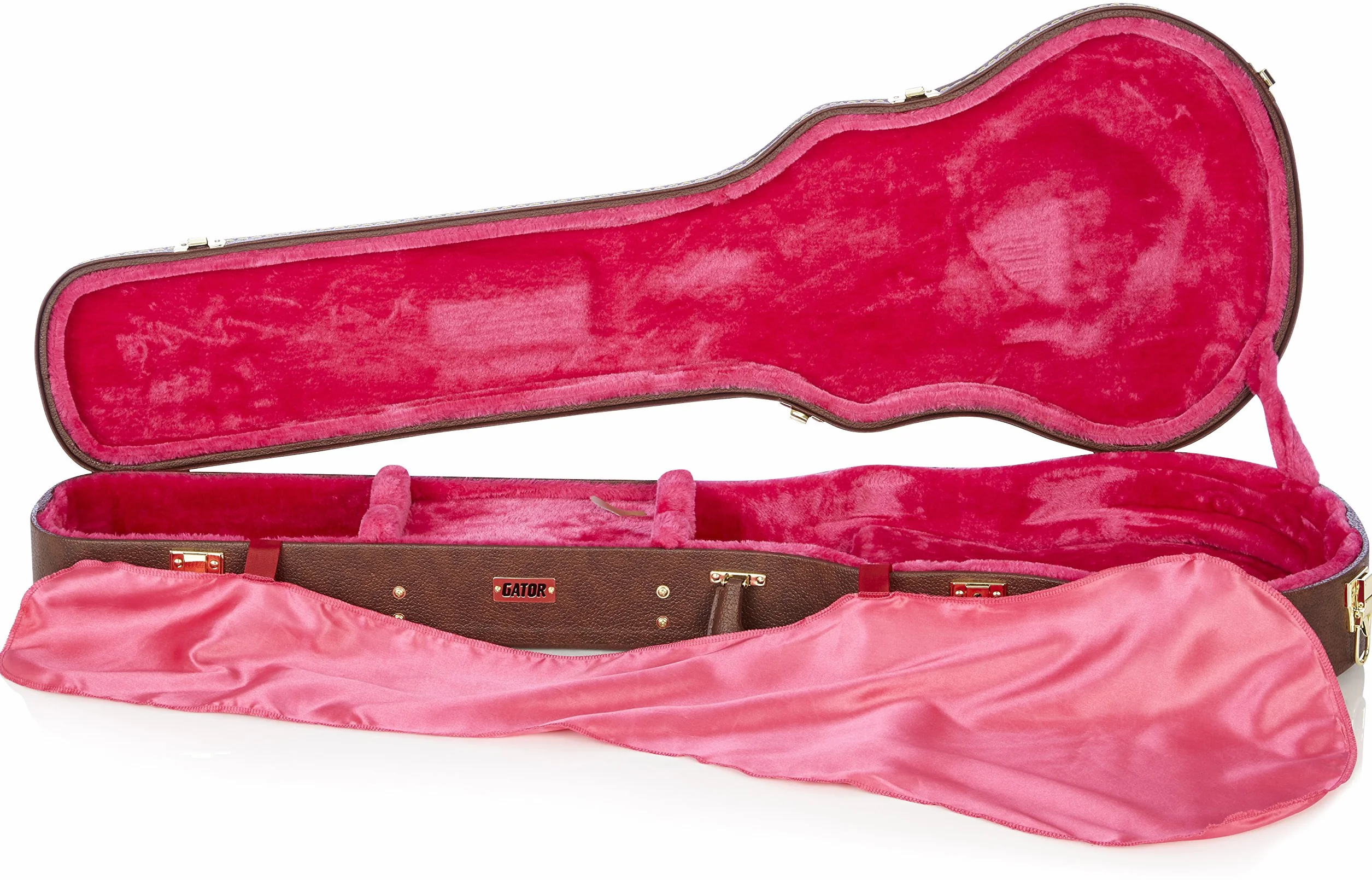 Gator Cases Estuche Deluxe de Madera para Guitarras Eléctricas Les Paul; Exterior Marrón (GW-LP-Brown)