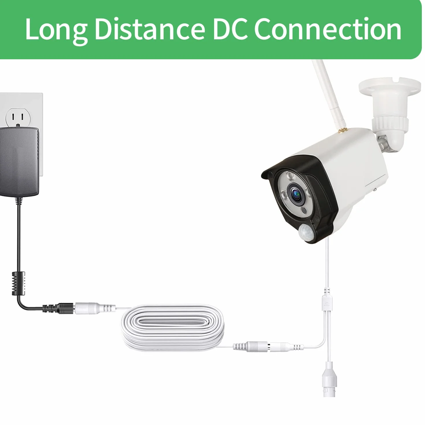 Cable de extensión de alimentación CC 12 V 5,5 mm x 2,1 mm 3 m para cámara de seguridad CCTV
