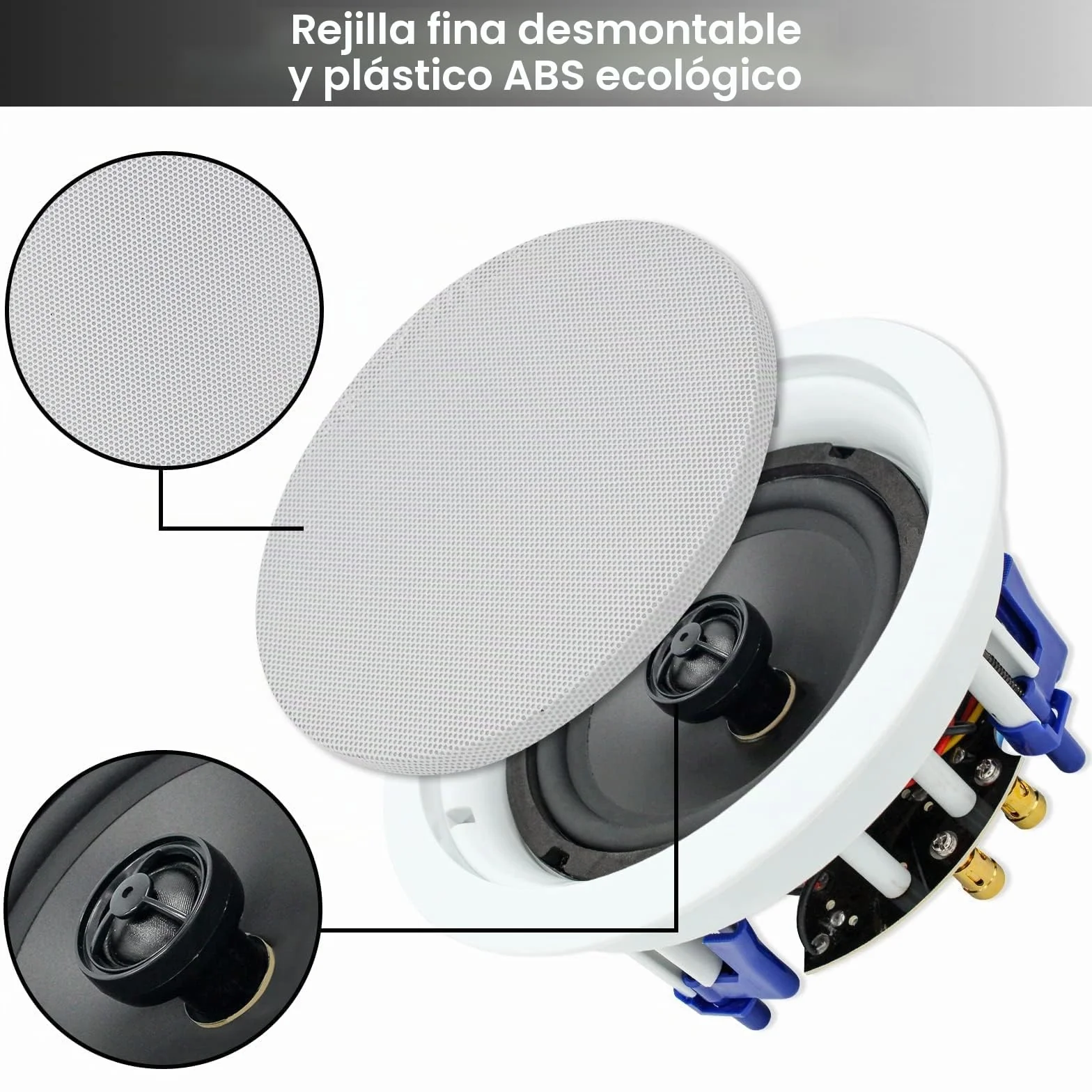 Herdio Altavoces de Techo de 6.5 Pulgadas, Altavoces de Techo de 2 vías de 320 W, Cocina, baño, Sala de Estar, un par