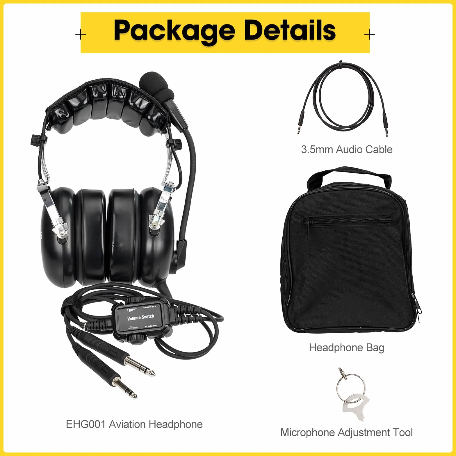 Retevis EHG001 - Auriculares de aviación Premium para Pilotos, Mono y estéreo, reducción de Ruido pasiva, micrófono con cancelación de Ruido, reposacabezas de Gel para Orejas, Diadema de Ajuste