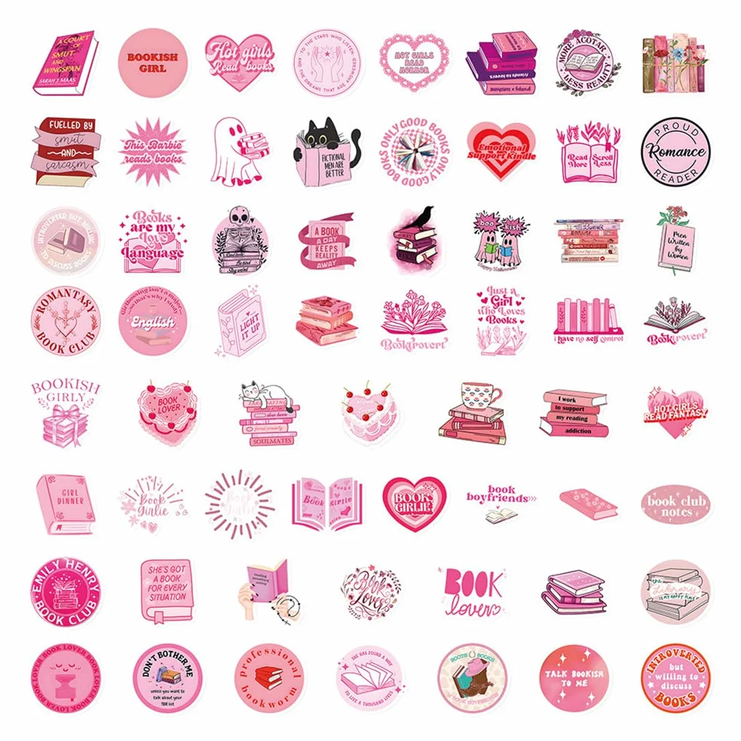 Pegatinas Lectoras Rosa Vinilo Impermeable 60 Piezas para Scrapbook Kindle Amantes de Libros