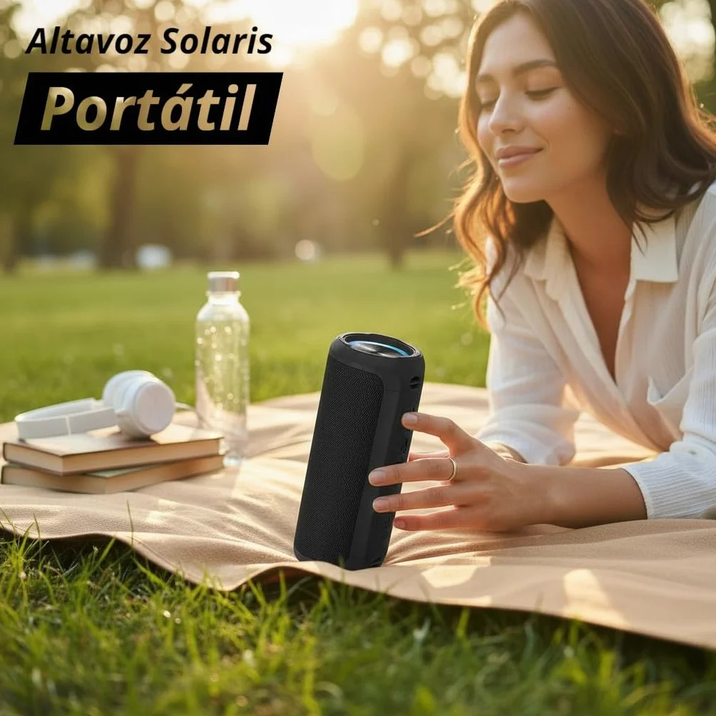 Vieta Pro Altavoz portátil Bluetooth Solaris BT - Sonido Potente de 15W, Radio FM, Resistente al Agua IPX4, Entrada AUX y USB, Micrófono con Manos Libres y Reproductor USB Player