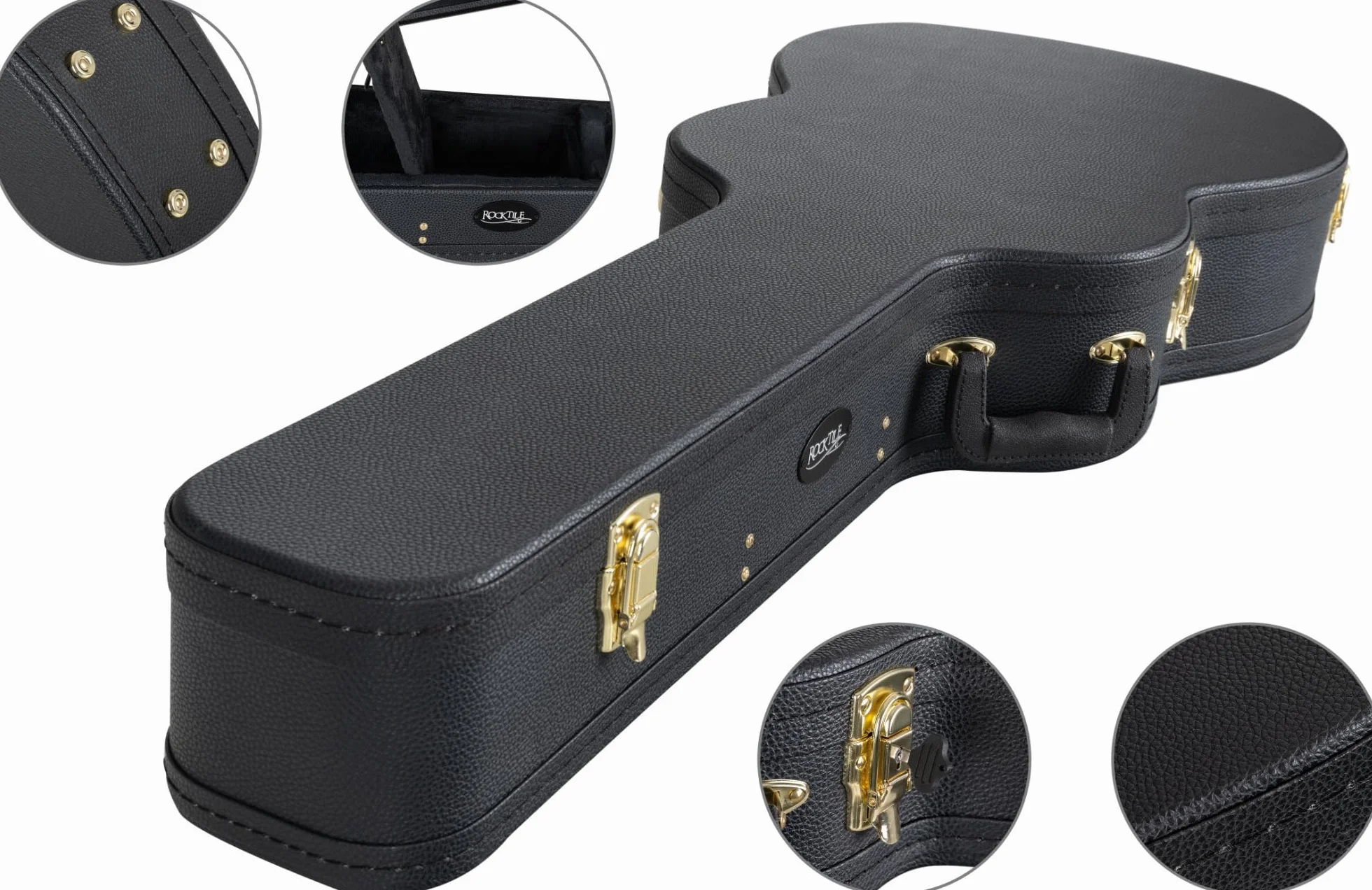 ROCKTILE Funda Guitarra Clásica - Maletín rígido Resistente con diseño clásico