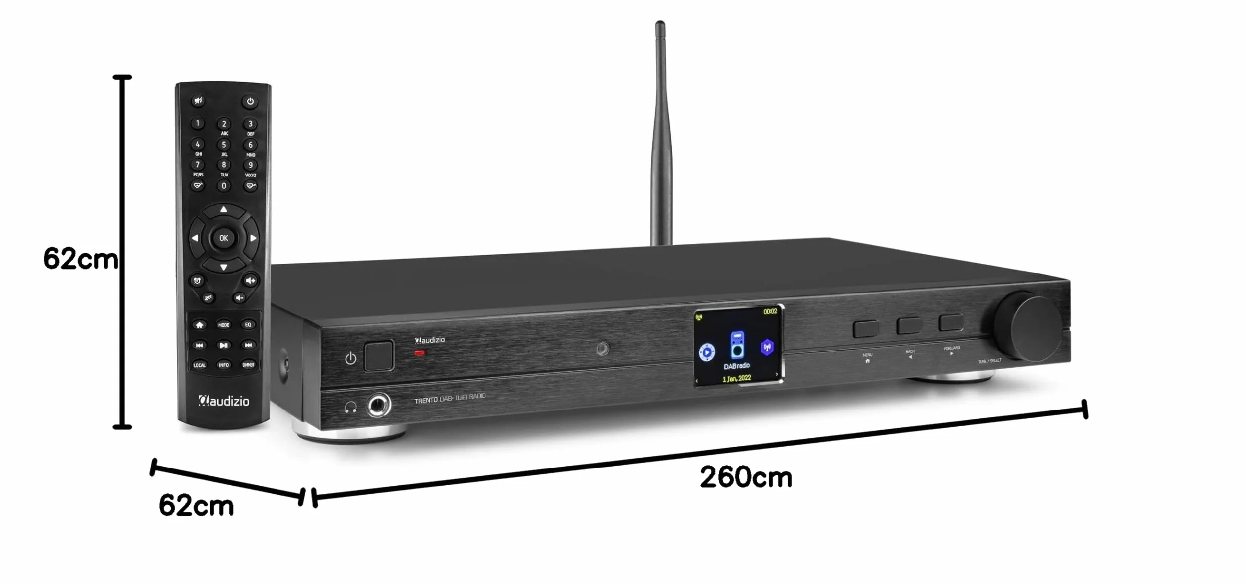 Audizio Trento Radio Internet con Bluetooth Radio FM/Dab - Negro, Reproductor Multimedia WiFi, Radio Despertador, Altavoz Bluetooth, Ideal para Aprovechar Tus Mejores emisiones de Radio en casa