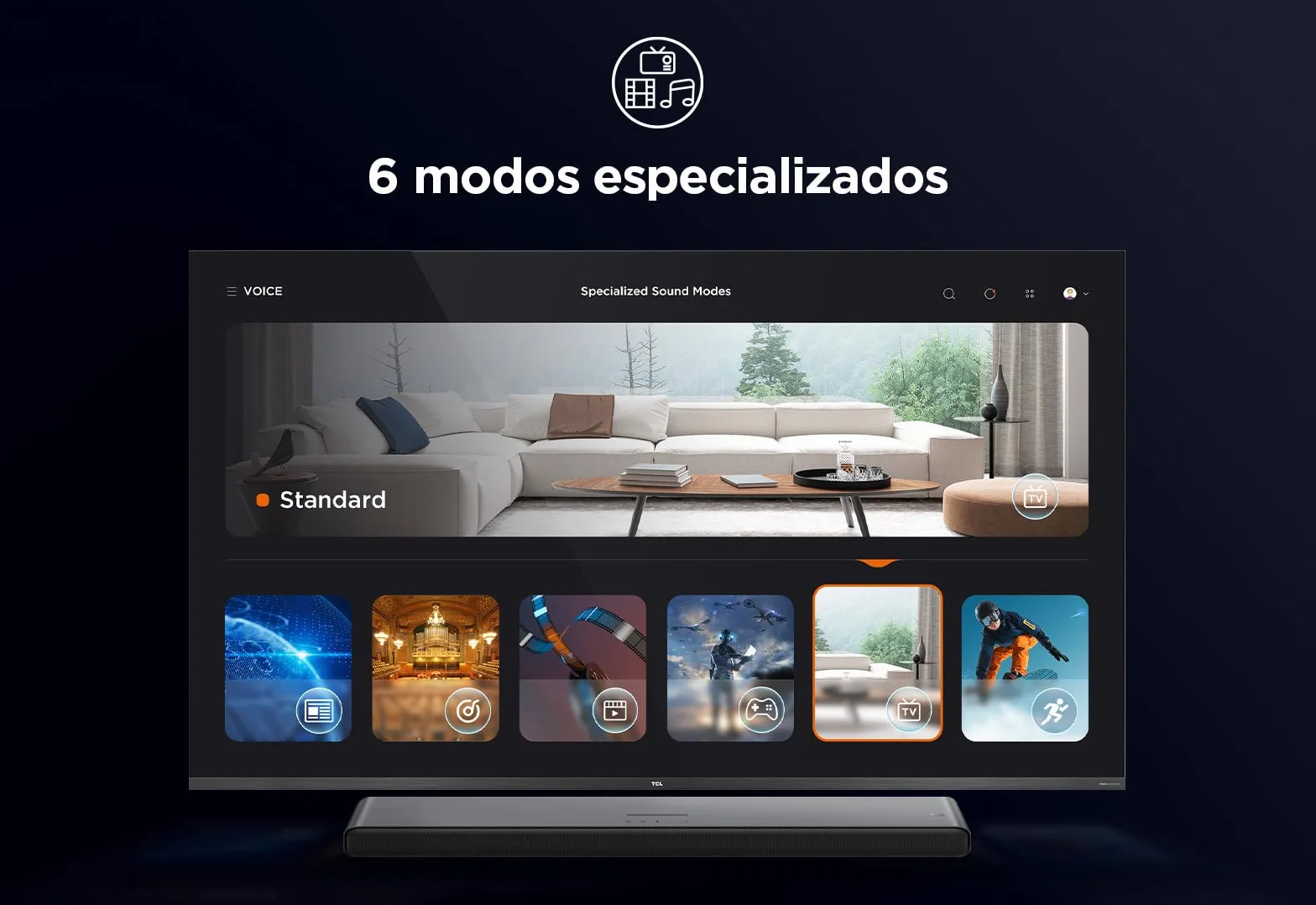 TCL S55HE Barra de Sonido 2.1 220W Subwoofer Inalámbrico Dolby Atmos DTS Virtual:X HDMI eARC Bluetooth 5.3