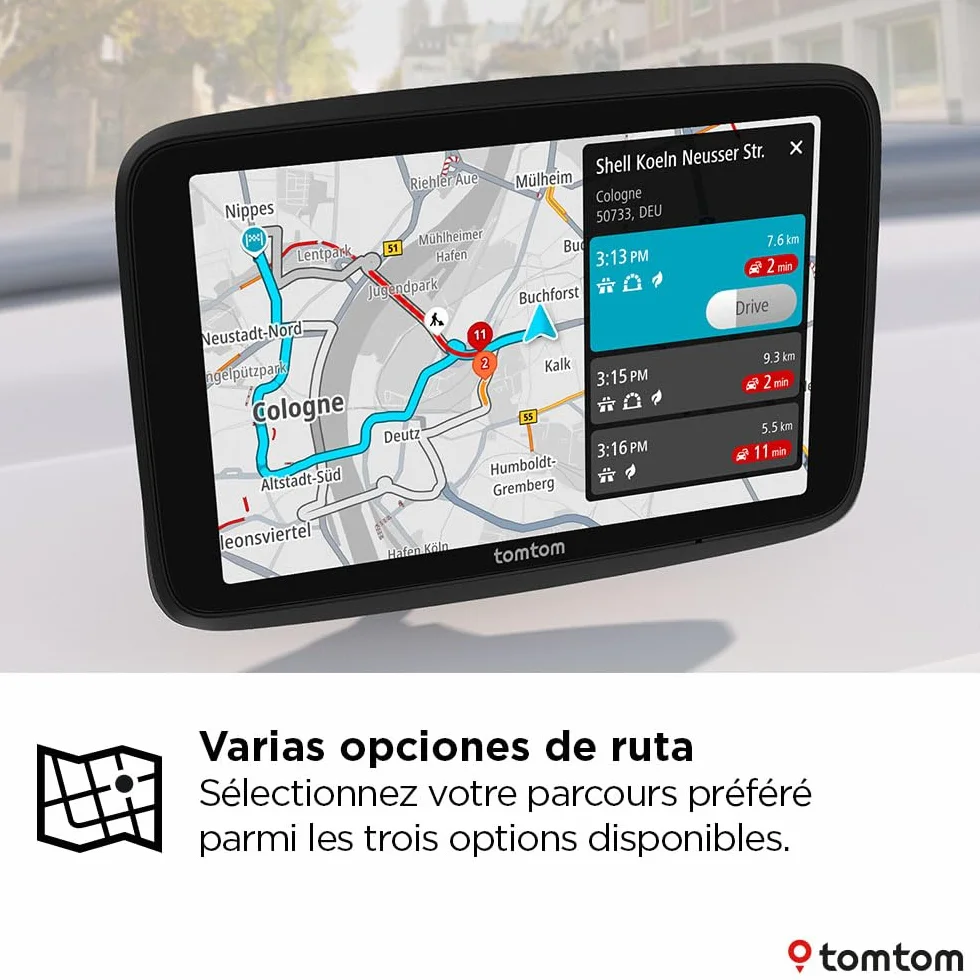 TomTom GPS Coche GO Advanced (6", con información de tráfico y Alerta de radares, actualizaciones de mapas del Mundo por Wi-Fi, indicación de carriles en Movimiento y Soporte Reversible Integrado)
