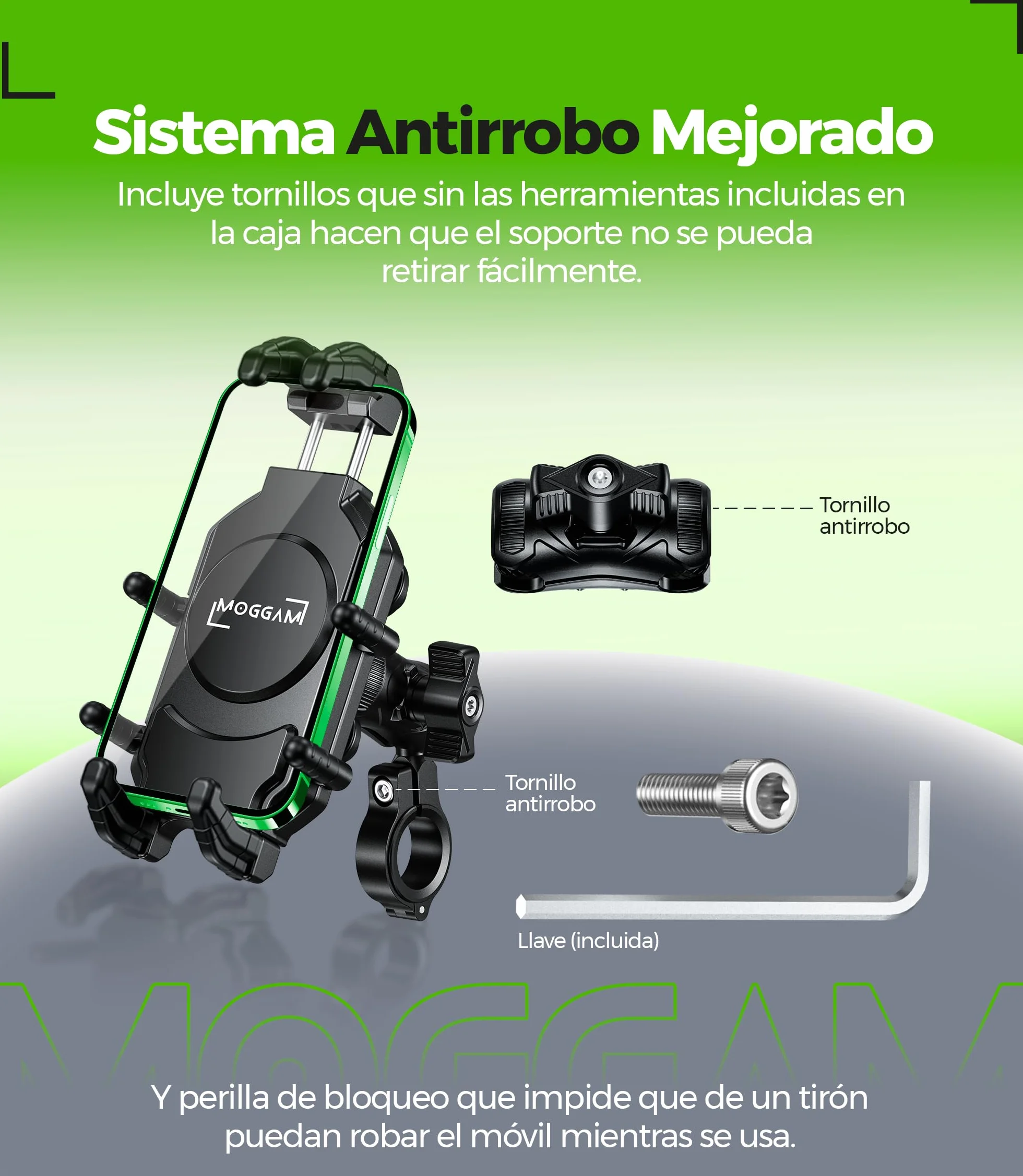 Soporte Móvil Moto Trail Antivibración Antirrobo Compatible Smartphones 5.4-7.2 Pulgadas