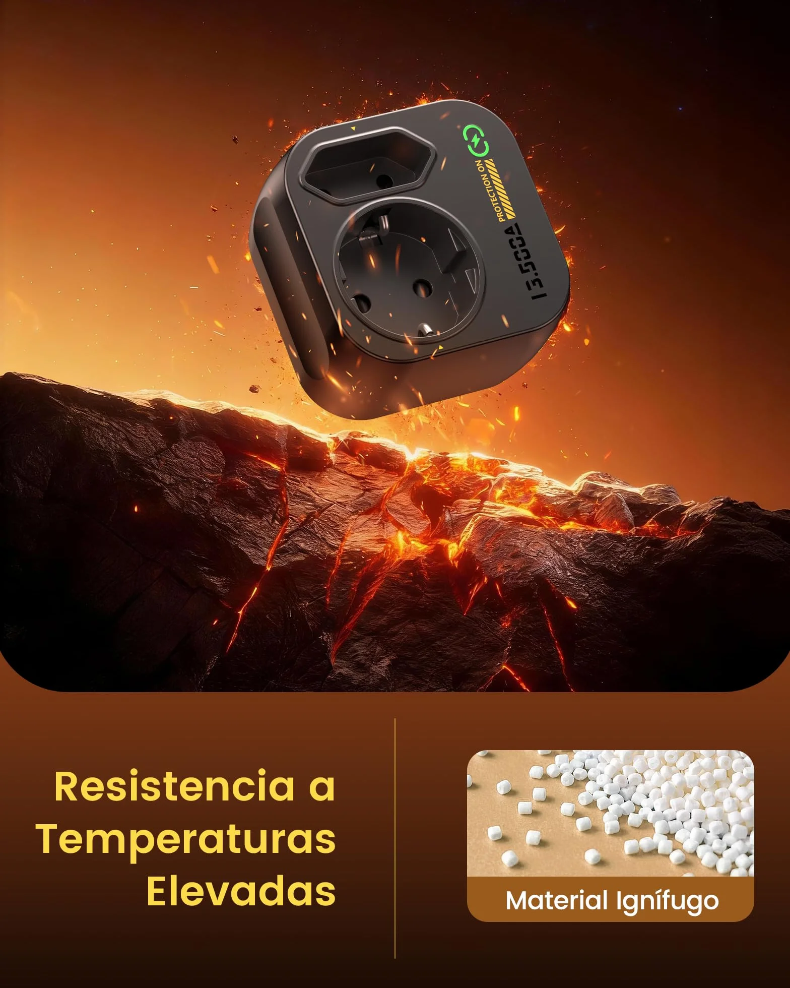 LENCENT Adaptador Enchufe de Protección contra Sobretensiones hasta 13.500A, Enchufe Multiple Pared Toma de Torriente de Protección para Toma de Tierra (3600 W 16 A)