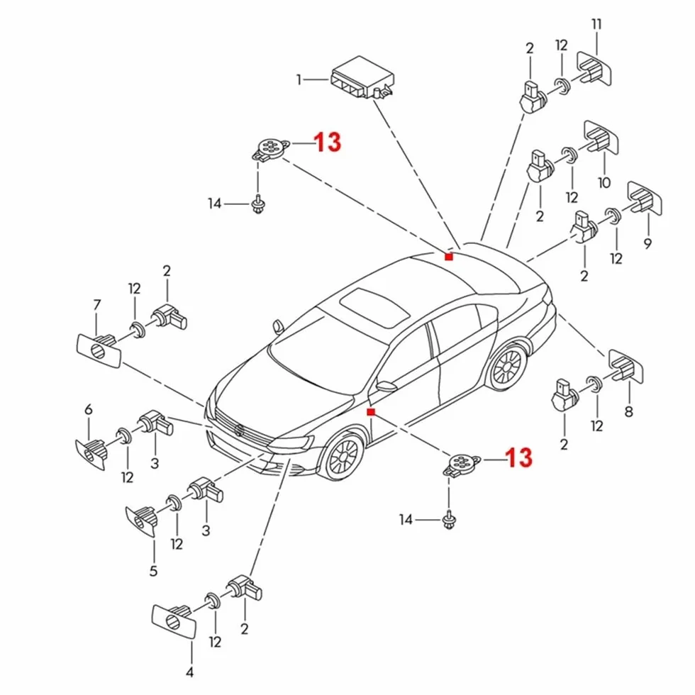 Avisador Marcha sensores de zumbador con altavoz y aviso de estacionamiento PDC para automóvil, radar, ayuda para marcha atrás, accesorios OPS 5, 6, 7, para 1K, para 5K 2004-2020 Rabbit GTI