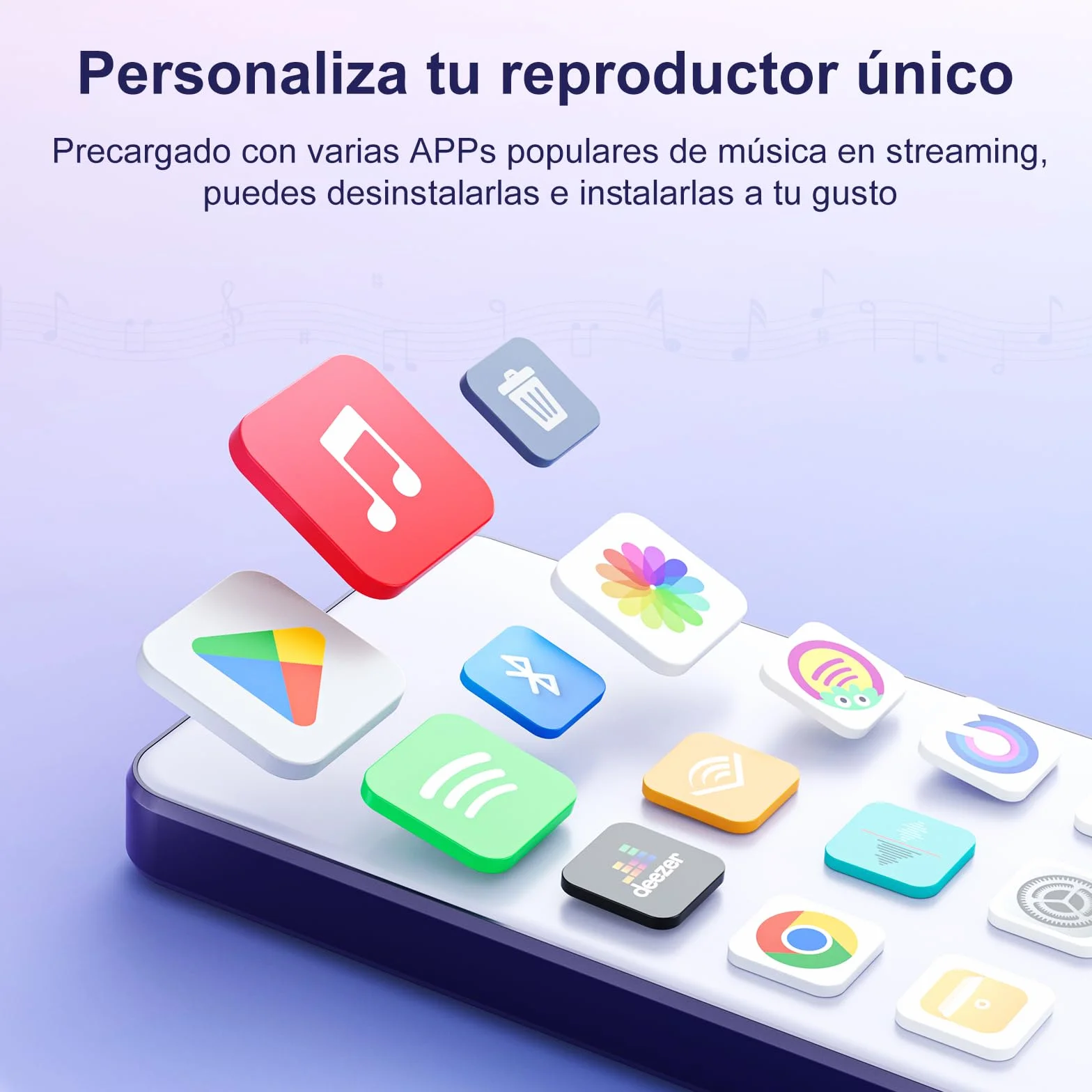 Reproductor MP3 80GB WiFi Bluetooth Pantalla Táctil IPS 4 Pulgadas Android Spotify Audible Amazon Music Deezer