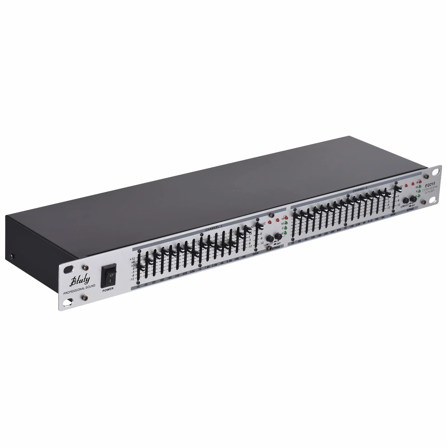 Btuty EQ-215 Dual Channel 15-Band Equalizer 1U Rack Mount 2-channel Stereo Graphic Equalizer