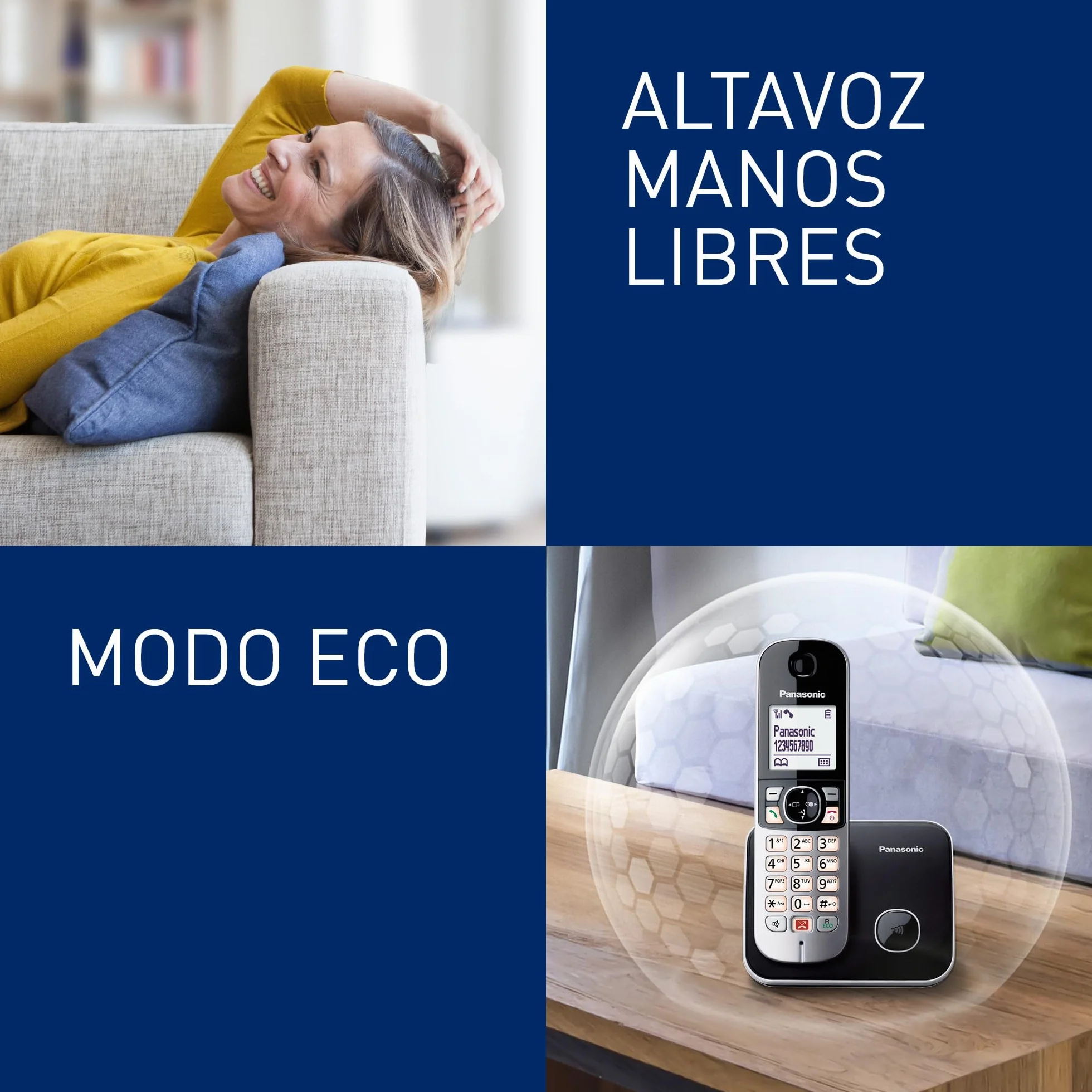 Panasonic KX-TG6852 Teléfono Fijo Inalámbrico Dúo Manos Libres Plateado