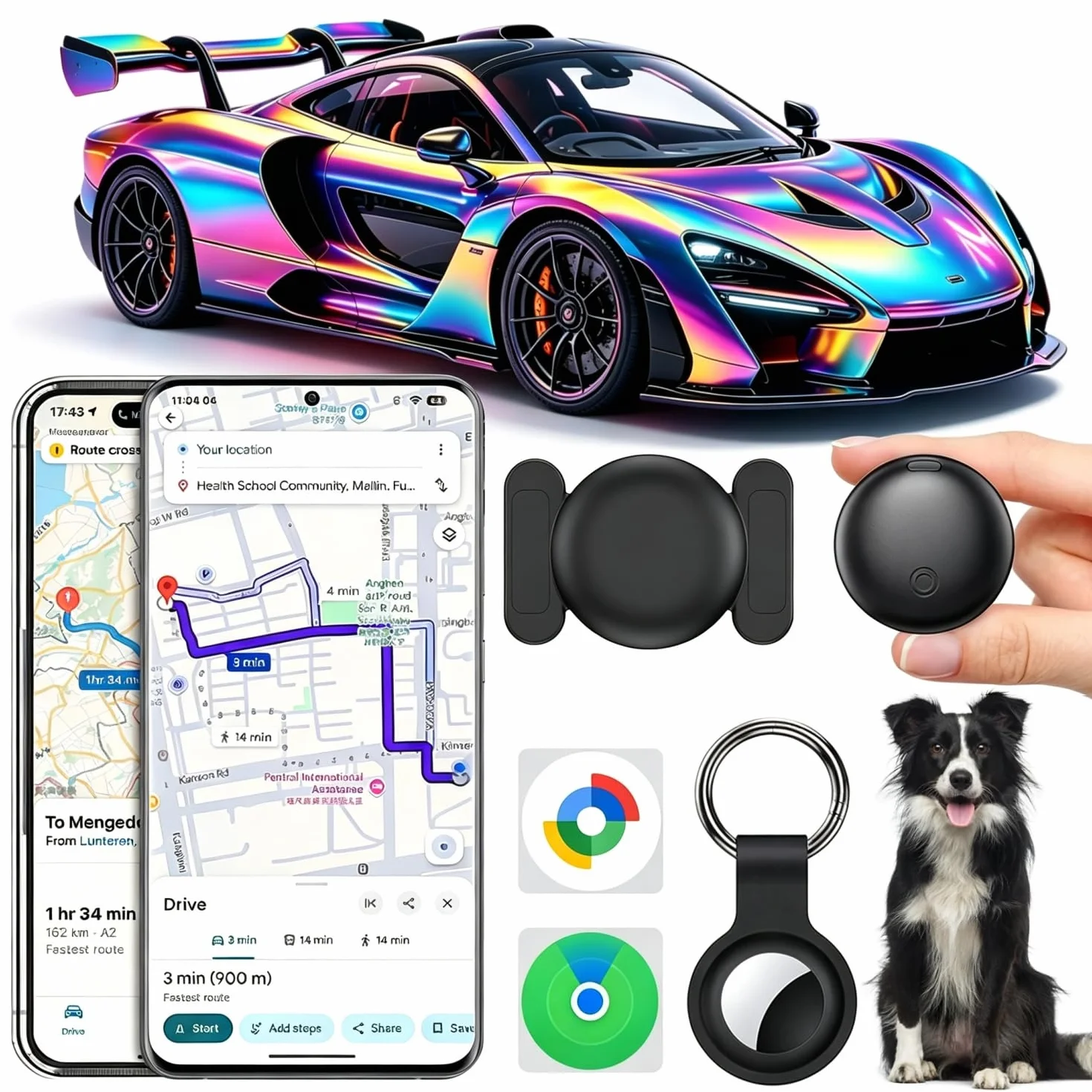 Localizador GPS Coche 2026 Magnetismo Sin Tarjeta SIM ni Suscripción para Android iOS Rastreador Oculto Negro