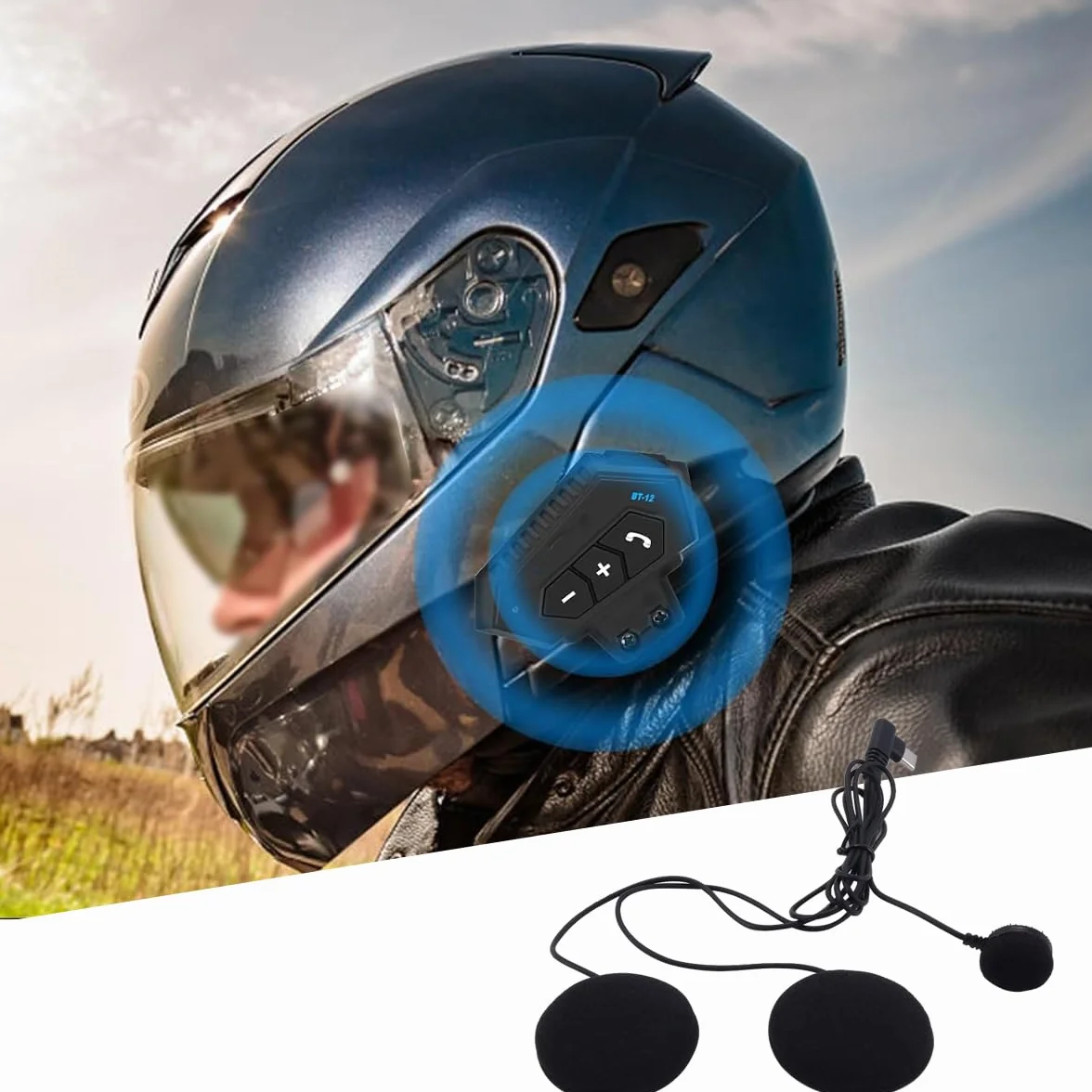 Cable de auriculares tipo C para intercomunicador de motocicleta Ticha