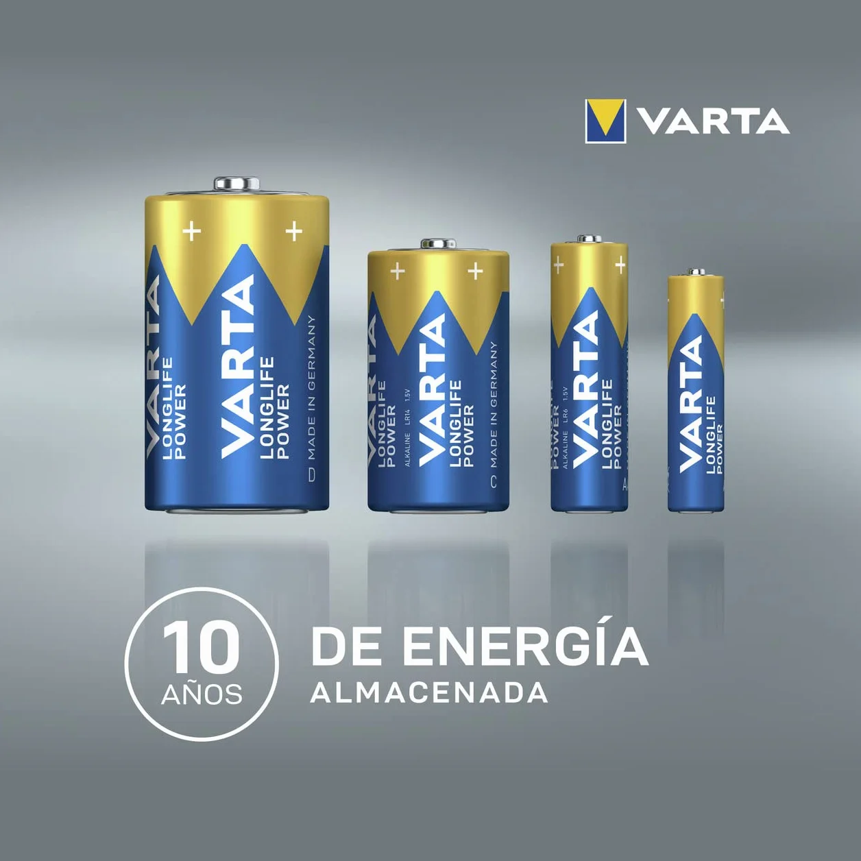 Varta Pila Longlife Power AA LR6 (paquete de 12 unidades), pila alcalina - «Made in Germany» - Adecuado para juguetes, linternas, mandos y otros aparatos que funcionan con pilas