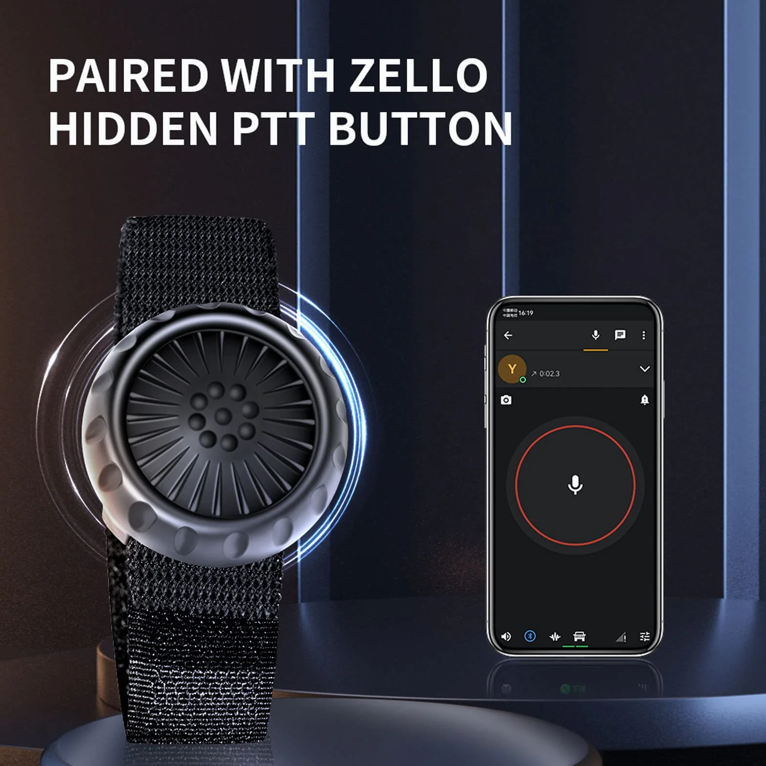 Interruptor PTT Inalámbrico Zello Bluetooth Walkie Talkies Resistente al Agua IP67 para Android iOS