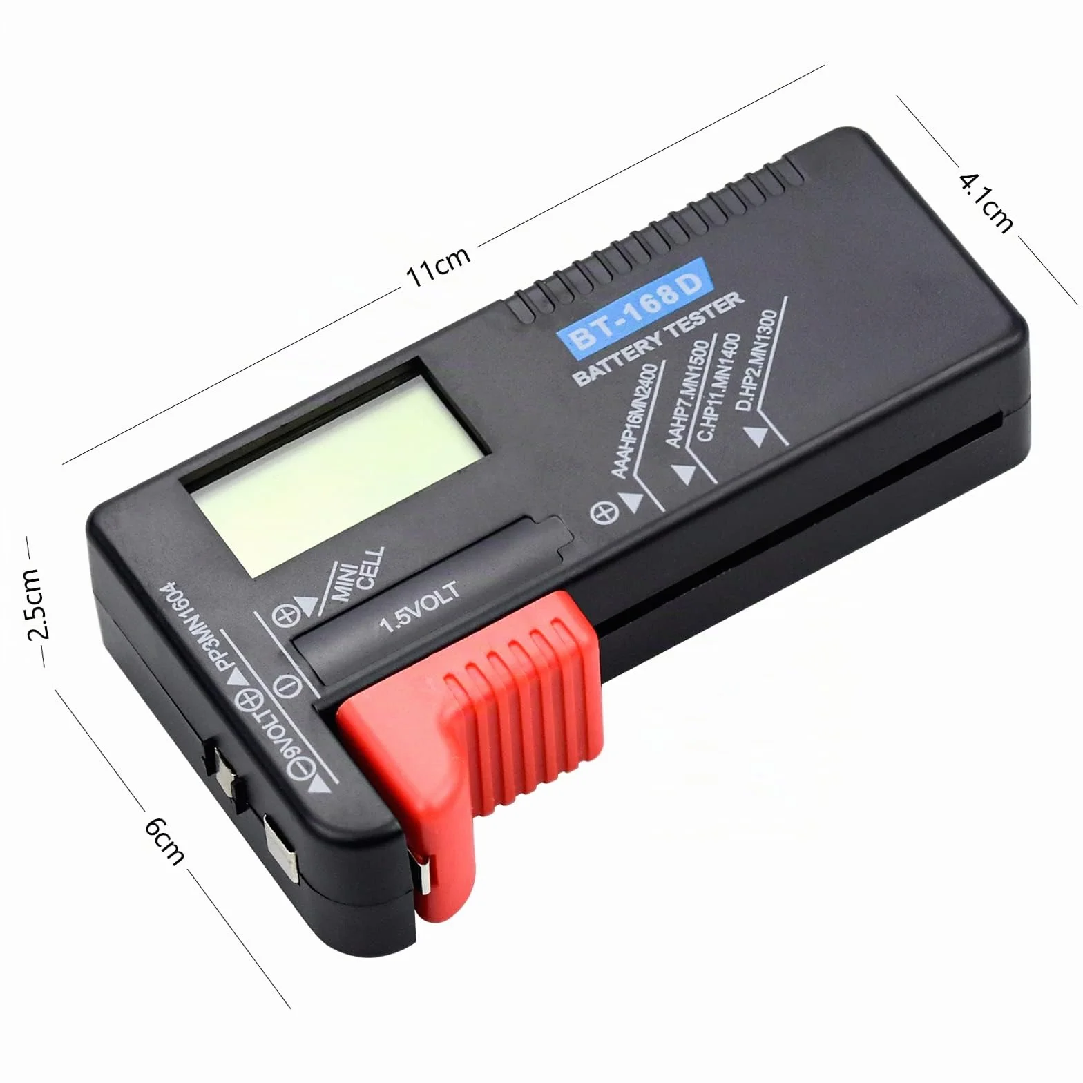 Comprobador de Pilas BT-168D - Medidor LCD Digital Universal Para AA/AAA/C/D/9V/1,5V y Pilas de Botón