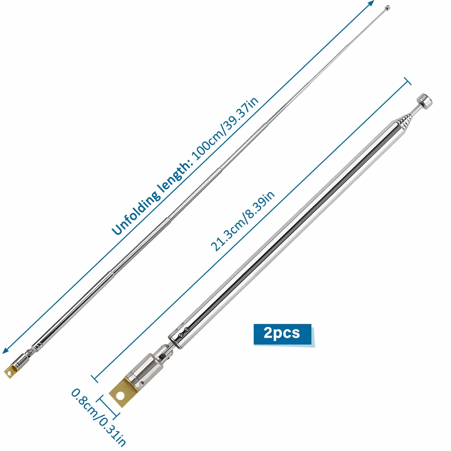 VooGenzek Antena Telescopica 100cm 7 Secciones FM Portátil Universal para DAB AM/FM Recepción Estéreo