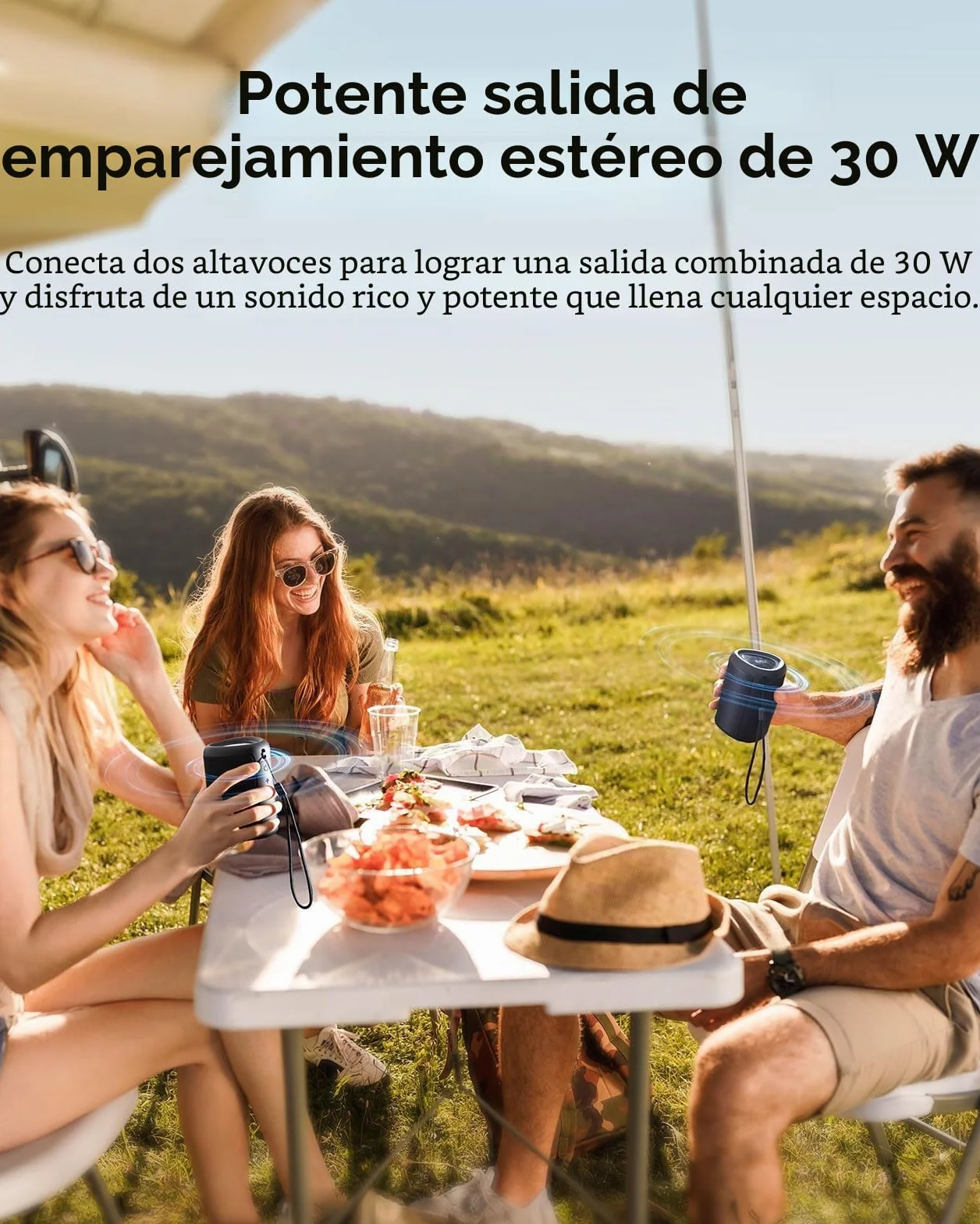 AY Altavoz Bluetooth Portátil con Luces, Impermeable IPX5, Parlante Estéreo, Entrada AUX&TF-Card, Autonomía de 24H, Altavoz Inalámbrico Bluetooth 5.3 Compacto para Camping,Viajes, Aire Libre