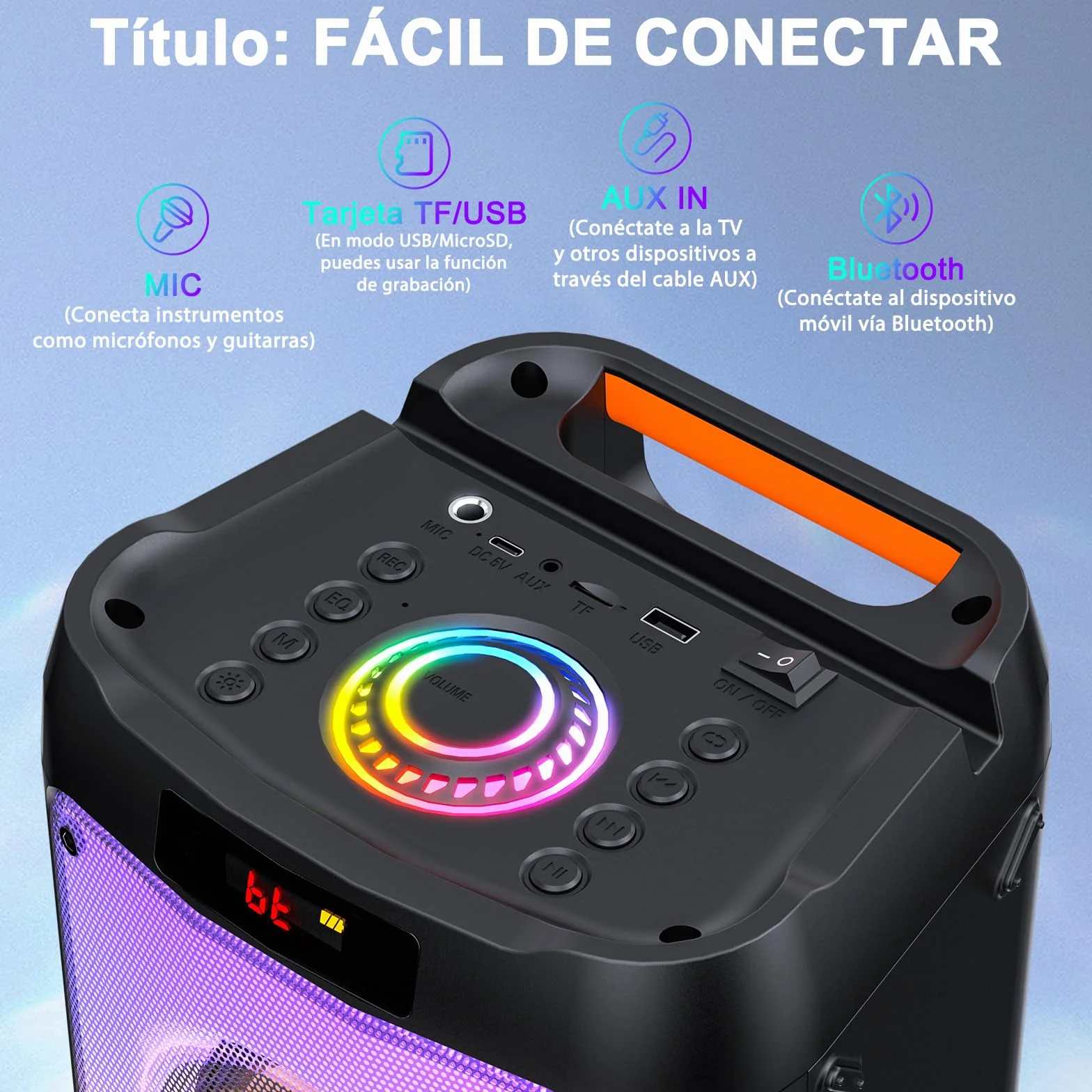 JYX Máquina de Karaoke, Sistema de Karaoke con 2 micrófonos, Altavoz Bluetooth portátil con luz RGB, Set de Karaoke, Sistema PA para Adultos, Fiestas, Compatible con TF/USB, AUX, FM, TWS