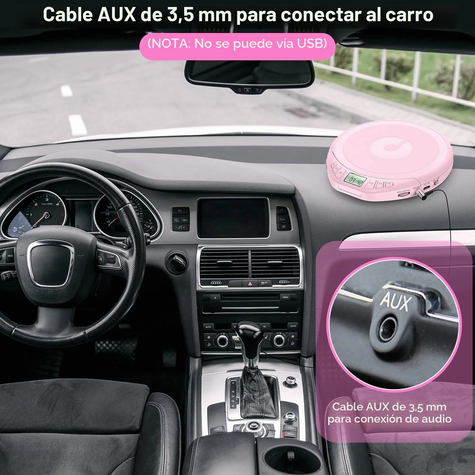 Gueray Reproductor de CD Portátil con Pantalla LCD Protección Anti-Saltos HiFi Rosa