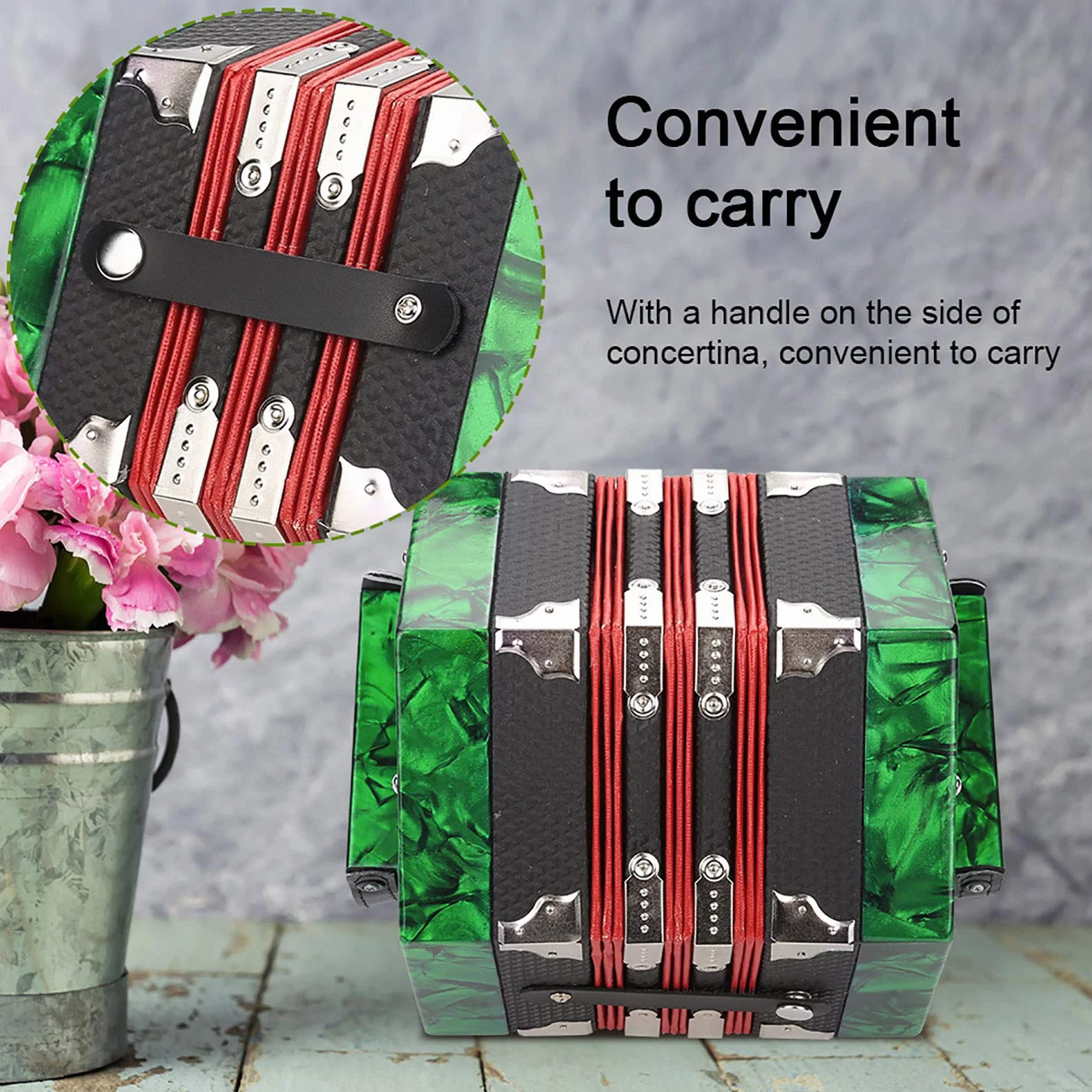 Fácil de aprender a tocar la concertina para el ejercicio de entrenamiento para la práctica del principiante(Green)