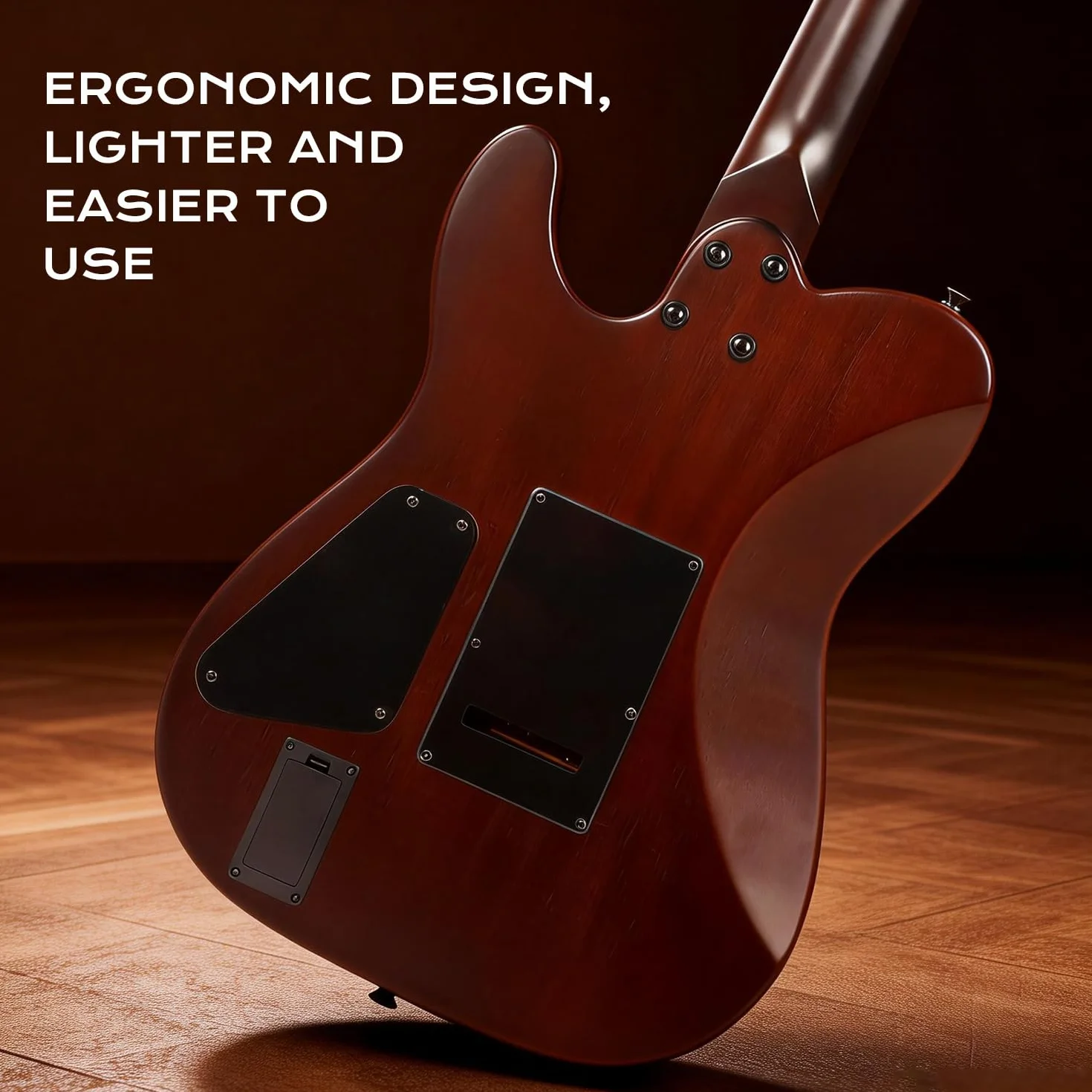 Guitarra acústica silenciosa con pastillas integradas portátil, eléctrica y acústica guitarra clásica para músico viajero y principiante incluye: funda, correa, cuerdas de acero, cable y púas (Marrón)