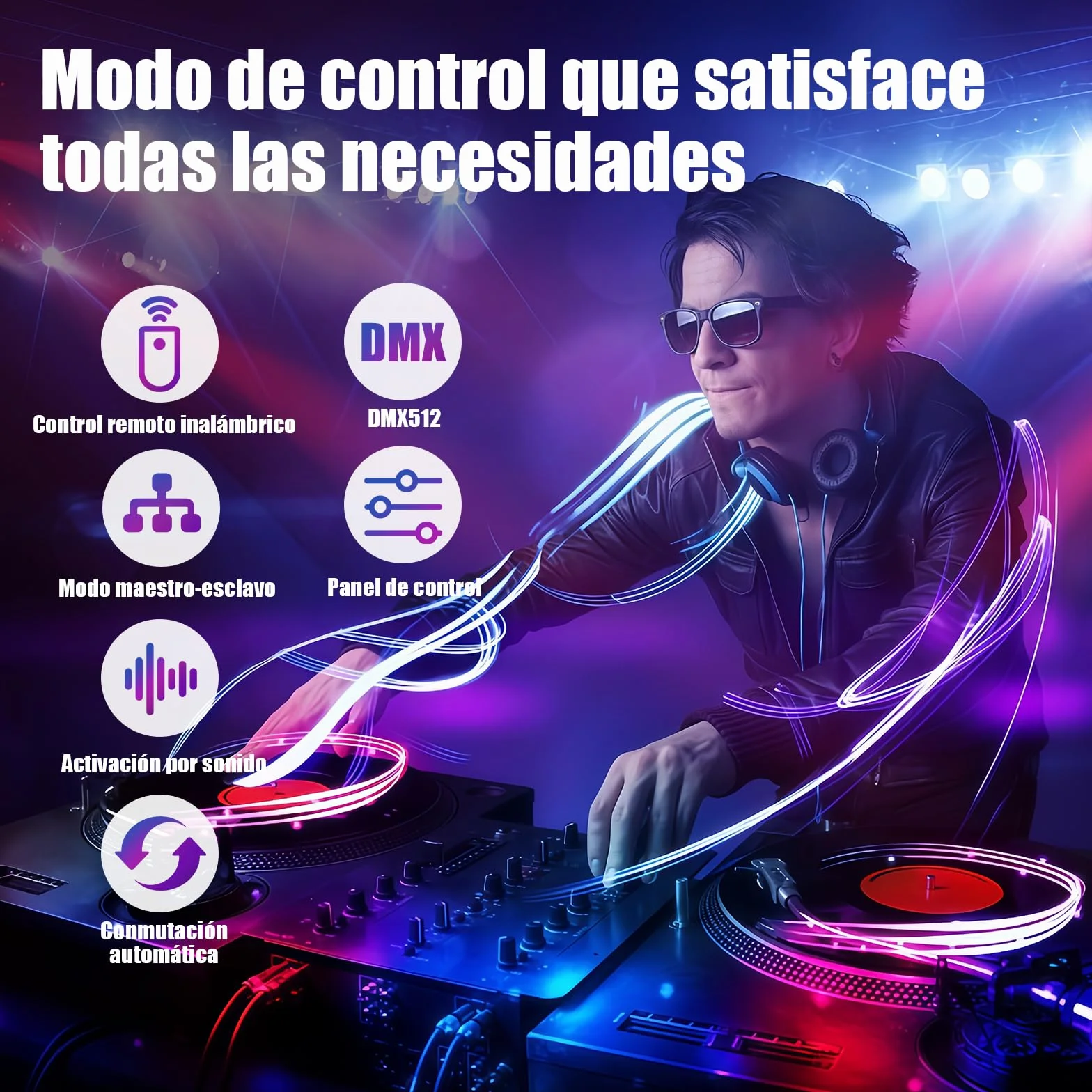 Luces Discoteca Controlada por Música con DMX512, Luz UV & Bola Disco - Luces DJ para Club, Fiesta, Evento, Boda, Halloween