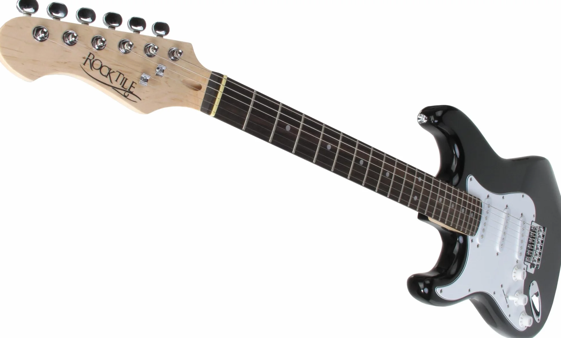 Rocktile Pro ST3 BK RW Guitarra Eléctrica para Zurdos – Estilo ST negra, 3 Single-Coils, Tremolo Vintage, 22 trastes, diapasón de palisandro.